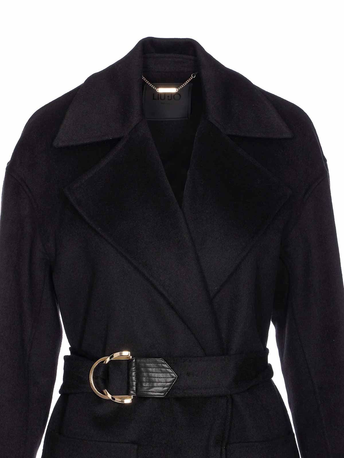 Black Coat With Belt Closure On Waist CF5283T462722222 (LIU•JO / コート ) | LIU•JO (リュー・ジョー)(3)