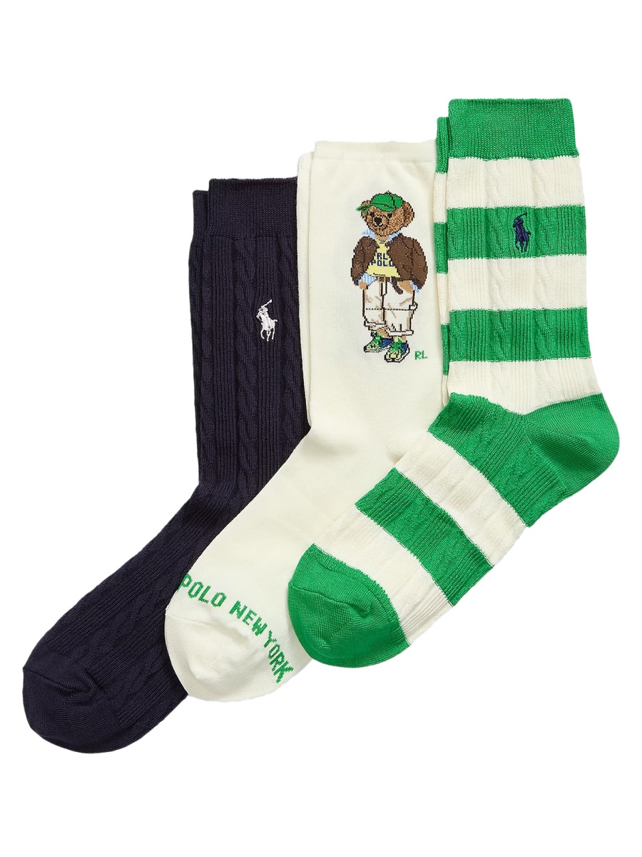 3-PACK SOCKS 455982947001GREENIVORYNAVY (Polo Ralph Lauren / アンダーウェア ) | Polo Ralph Lauren (ポロ ラルフ ローレン)