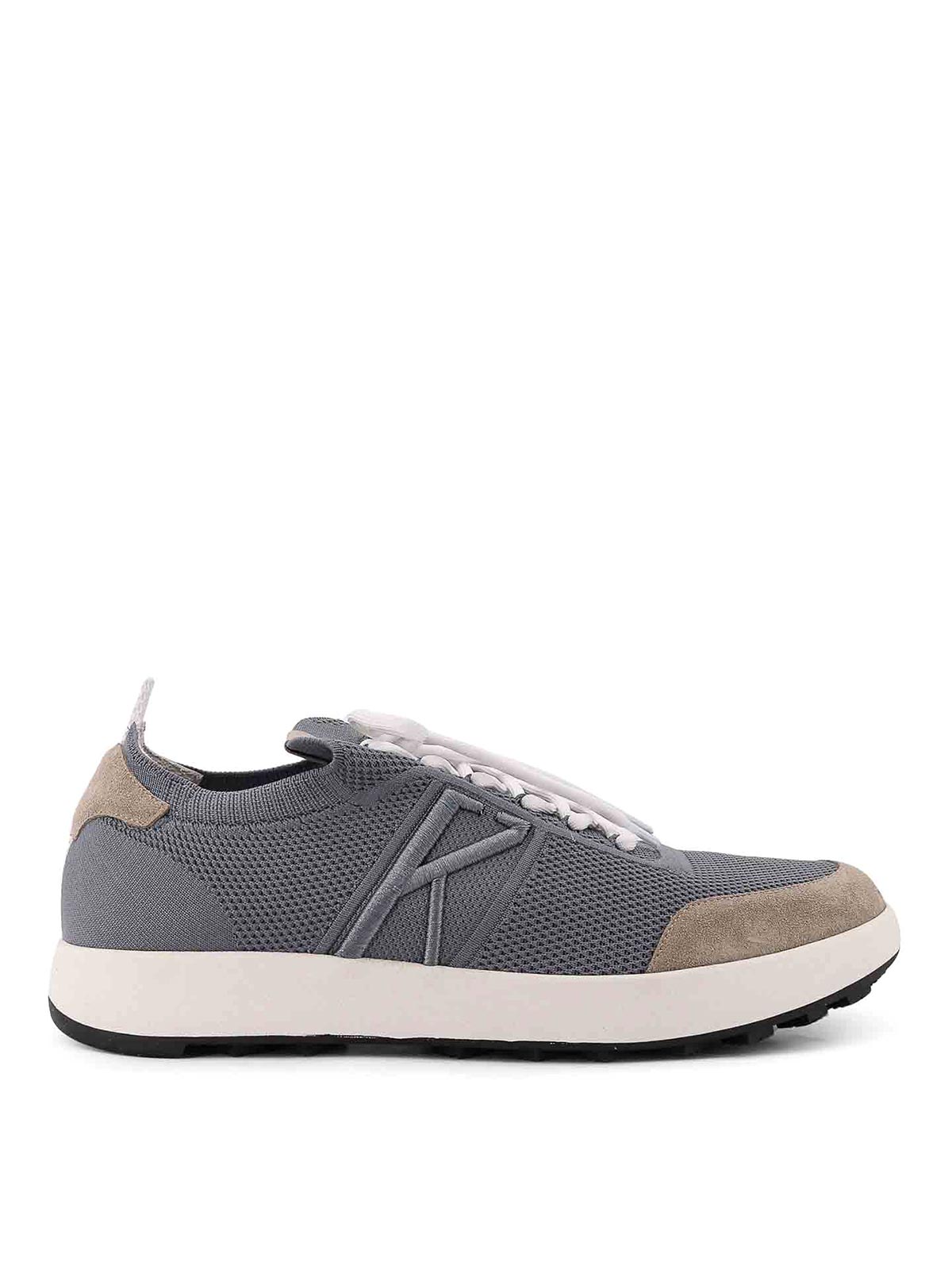 Low-top sneakers in mesh with suede profiles USSA031N0121716GRIGIOTORTORA (Kiton / スニーカー ) | Kiton (キートン)