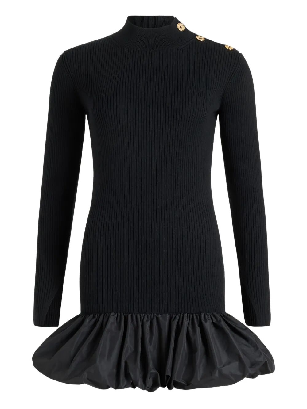 RUFFLE HEM RIBBED MINI DRESS IN WOOL AND FAILLE KN2718040999B (Patou / ワンピース・ドレス・オールインワン ) | Patou (パトゥ)