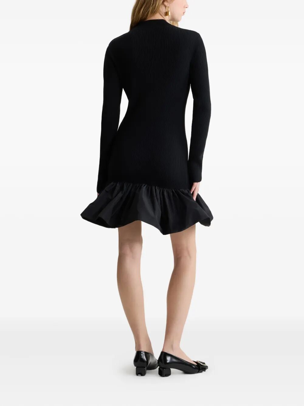 RUFFLE HEM RIBBED MINI DRESS IN WOOL AND FAILLE KN2718040999B (Patou / ワンピース・ドレス・オールインワン ) | Patou (パトゥ)(2)