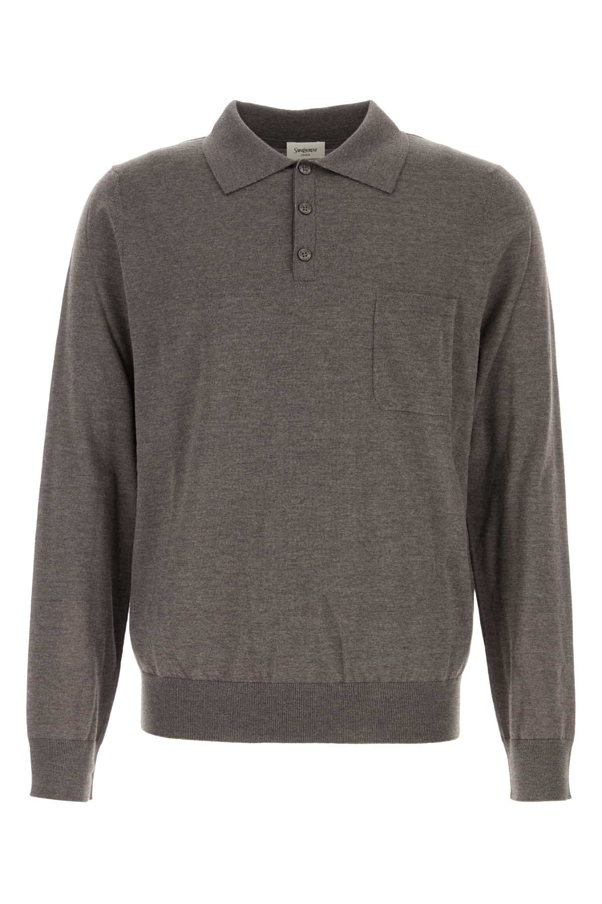 Grey wool polo shirt 821892Y75YW1480 (Saint Laurent / ニット・セーター・カーディガン ) | Saint Laurent (サンローラン)