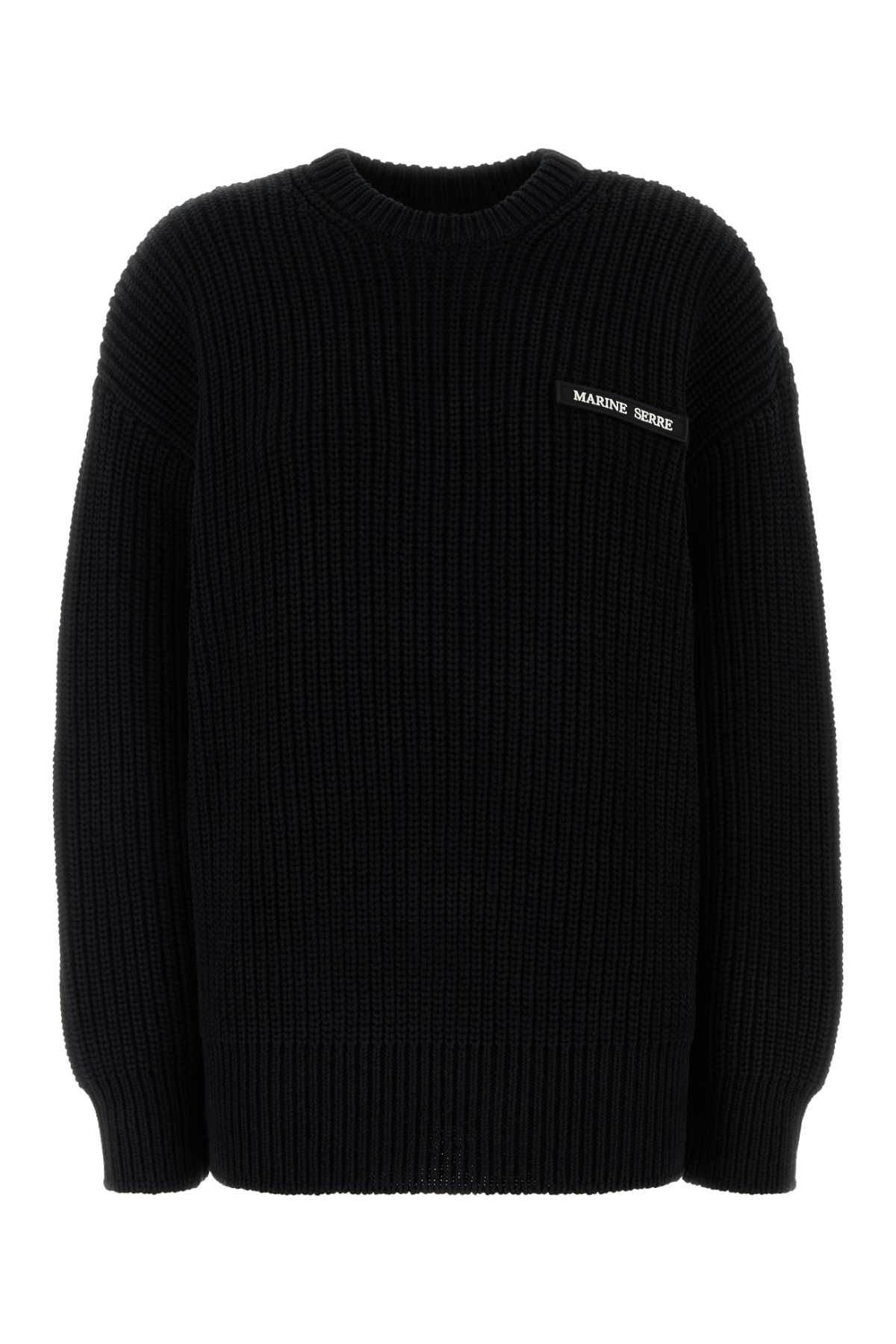 Black cotton oversize sweater UTK003ACKNI0529BK99 (MARINE SERRE / ニット・セーター・カーディガン ) | MARINE SERRE (マリーン セル)