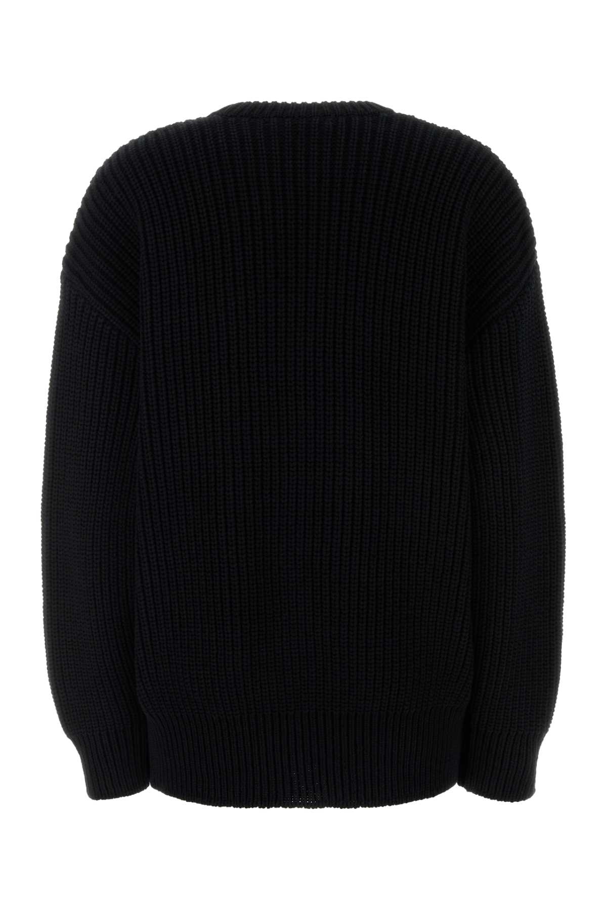 Black cotton oversize sweater UTK003ACKNI0529BK99 (MARINE SERRE / ニット・セーター・カーディガン ) | MARINE SERRE (マリーン セル)(1)