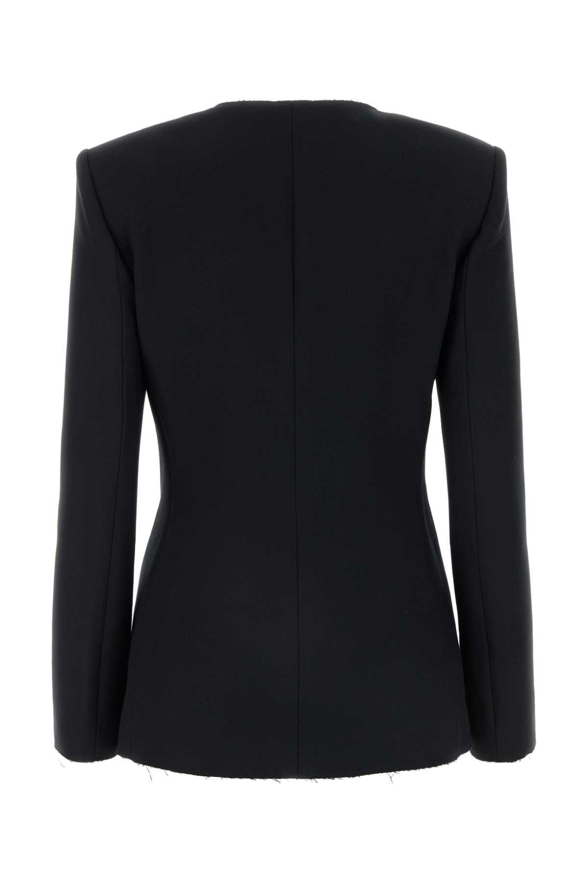 Black stretch polyester blend blazer 3641MDG1824710099 (MSGM / ブレザー・ジャケット ) | MSGM (エムエスジーエム)(1)