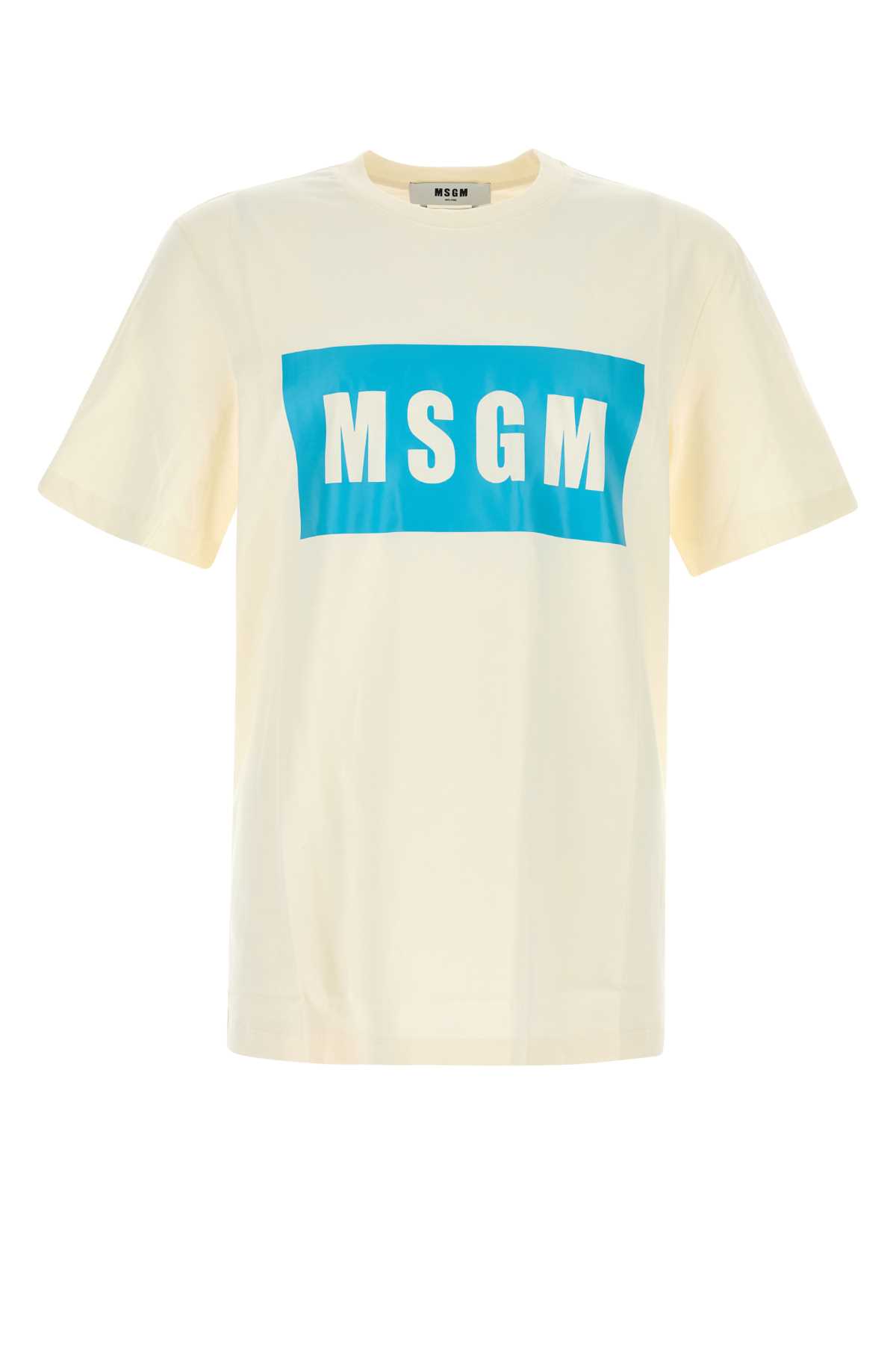 Cream cotton t-shirt 3640MM52024700202 (MSGM / Tシャツ・カットソー ) | MSGM (エムエスジーエム)