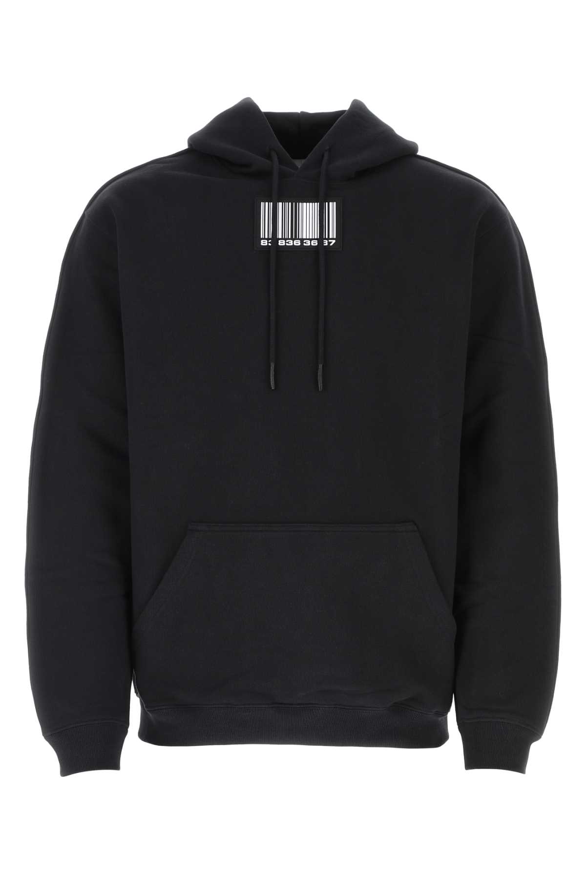 Black cotton blend oversize sweatshirt VL16HD100LBLACKWHITE (VTMNTS / スウェット・フーディー ) | VTMNTS (ブイティーエムエヌティーエス)