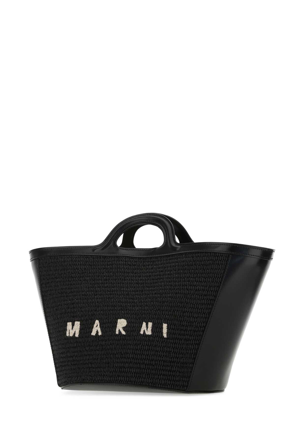 Black leather and raffia small Tropicalia Summer handbag BMMP0068Q0P386000N99 (Marni / ハンドバッグ・ショルダーバッグ ) | Marni (マルニ)(1)