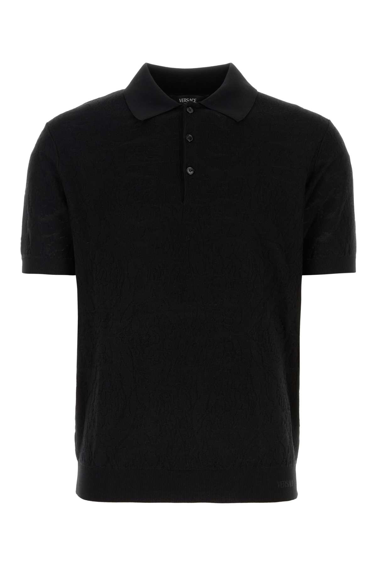 Black silk blend polo shirt 10077651A094571B000 (VERSACE / ポロシャツ ) | VERSACE (ヴェルサーチェ)
