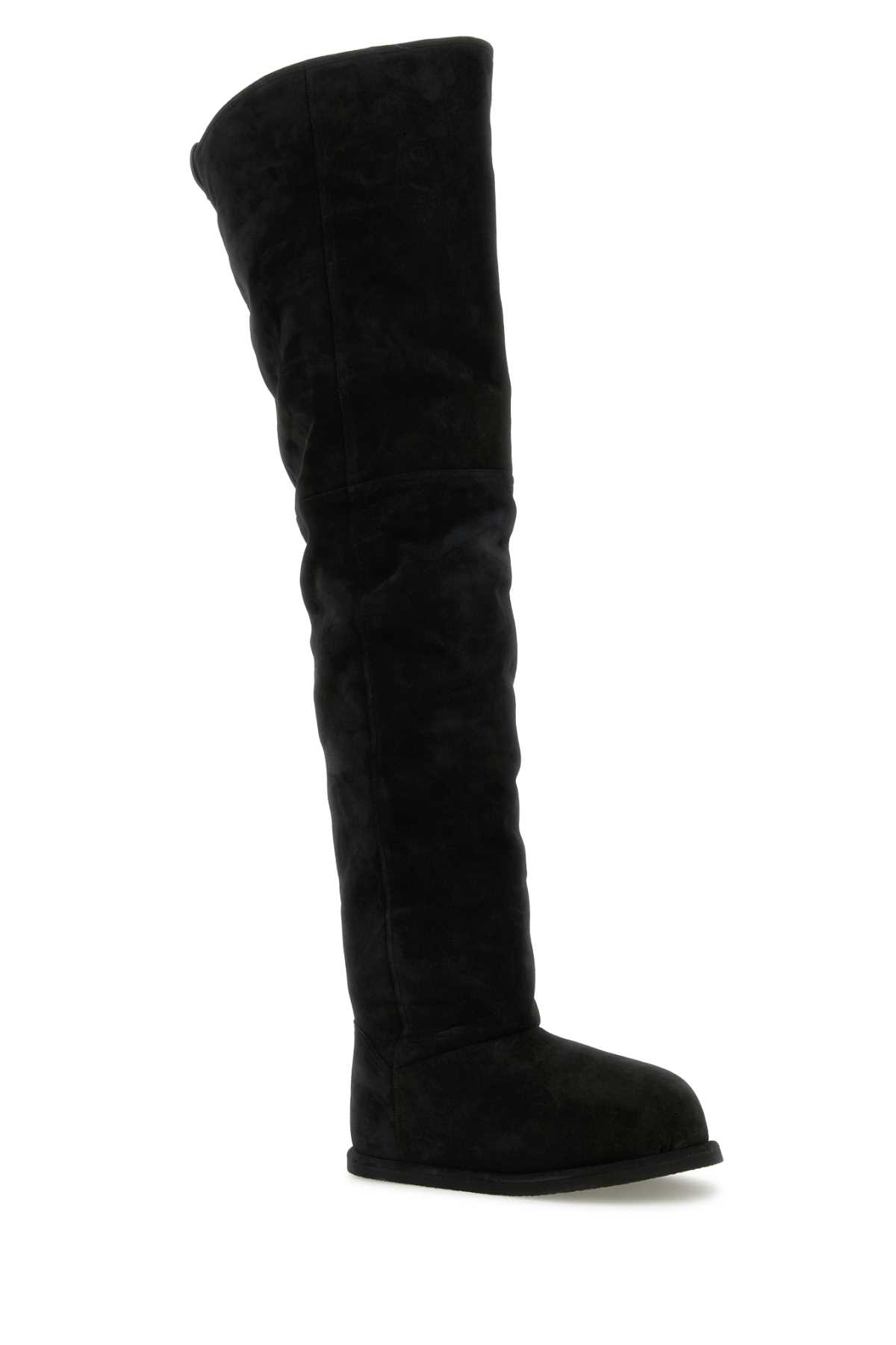 Black suede Heidi over-the-knee boots HEIDITHIGHHIBOOT15BLKIVORY (AMINA MUADDI / ブーツ ) | AMINA MUADDI (アミナ モアディ)(1)