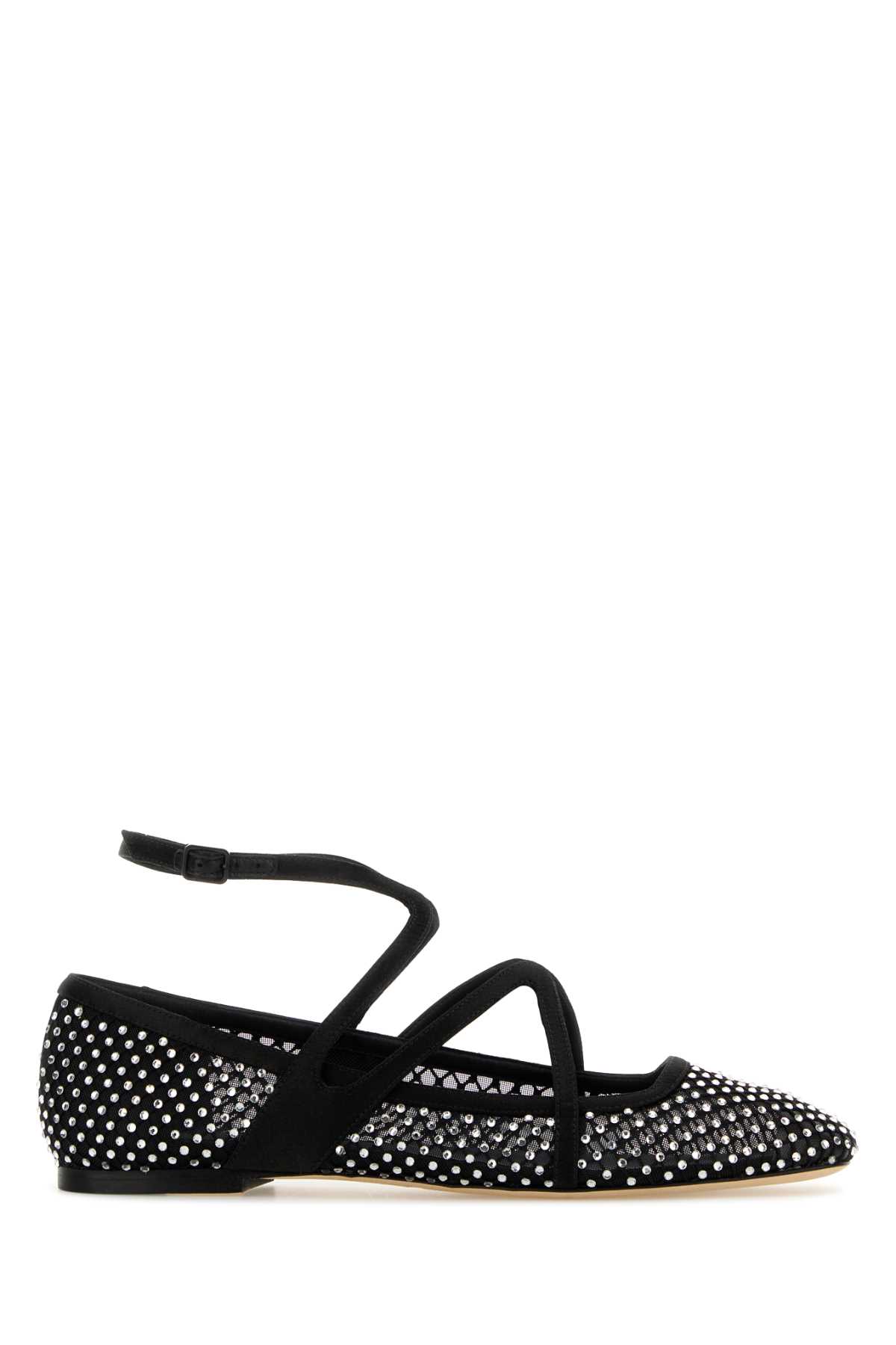 Embellished mesh Astoria ballerinas ASTORIAFLATQHSBLACRY (JIMMY CHOO / フラットシューズ ) | JIMMY CHOO (ジミー チュウ)