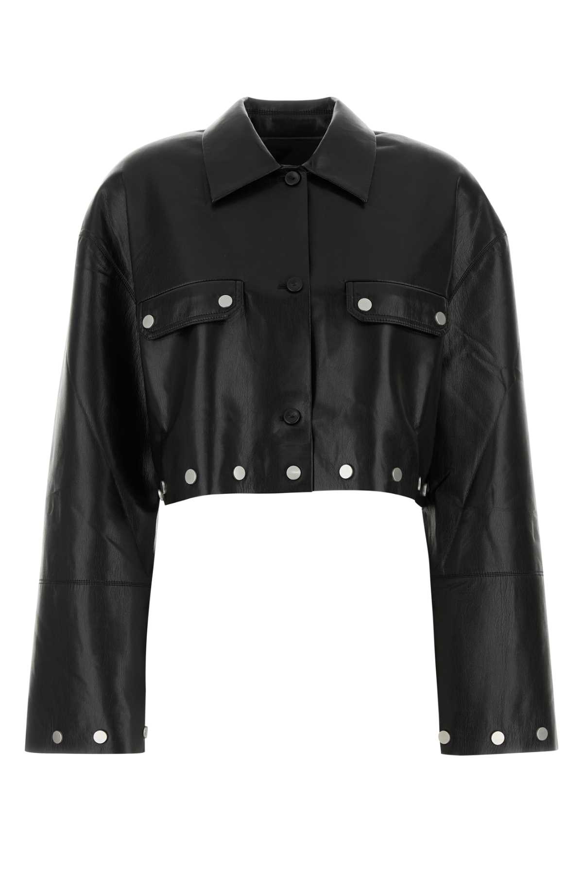 Black synthetic leather Kassie shirt NW24FWSH31100BLACK (Nanushka / シャツ・ブラウス ) | Nanushka (ナヌーシュカ)