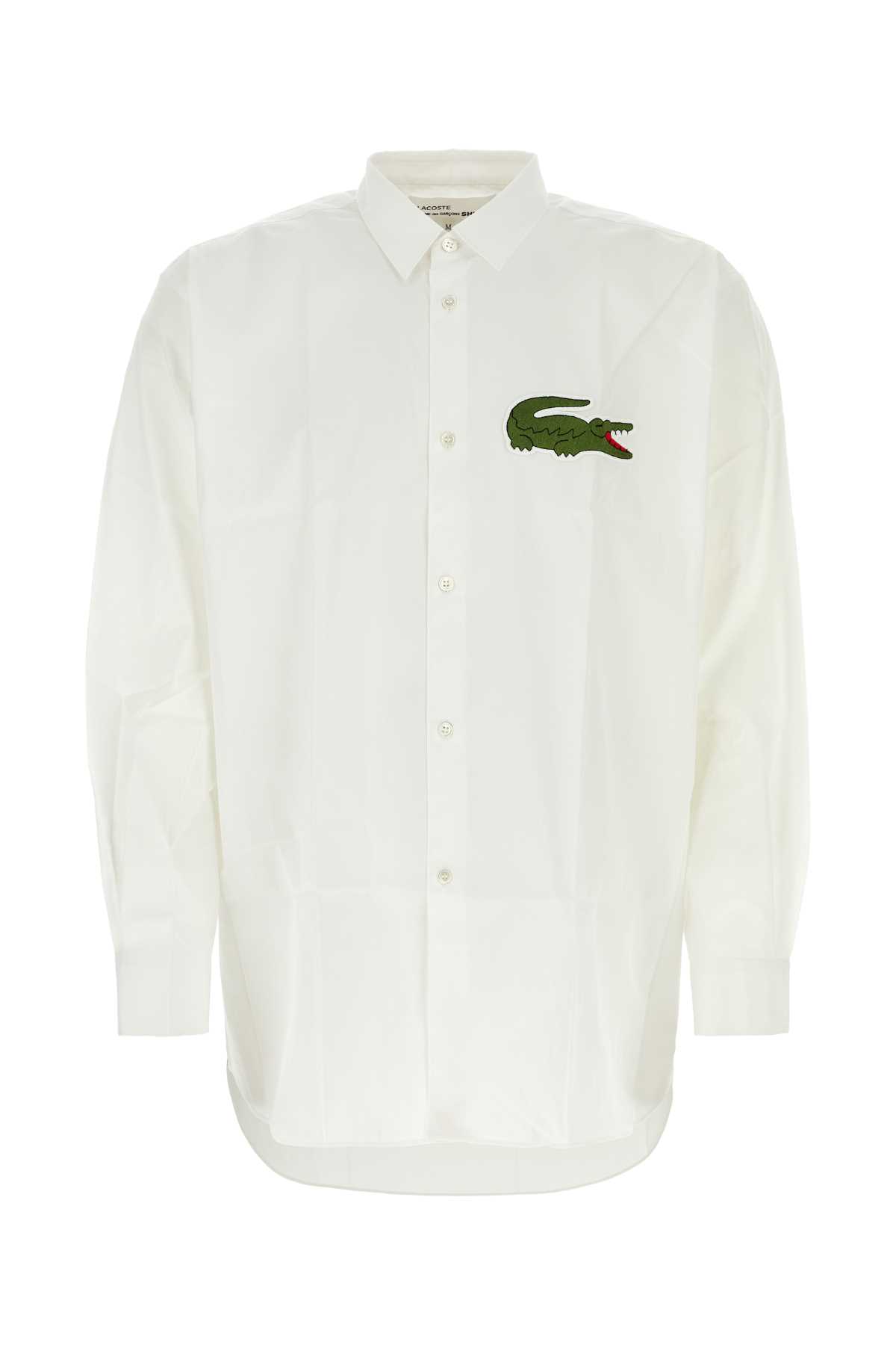 White poplin Comme Des Garçons Play X Lacoste shirt FLB003051WHITE (Comme Des Garçons SHIRT / シャツ・ブラウス ) | Comme Des Garçons SHIRT (コムデギャルソン シャツ)