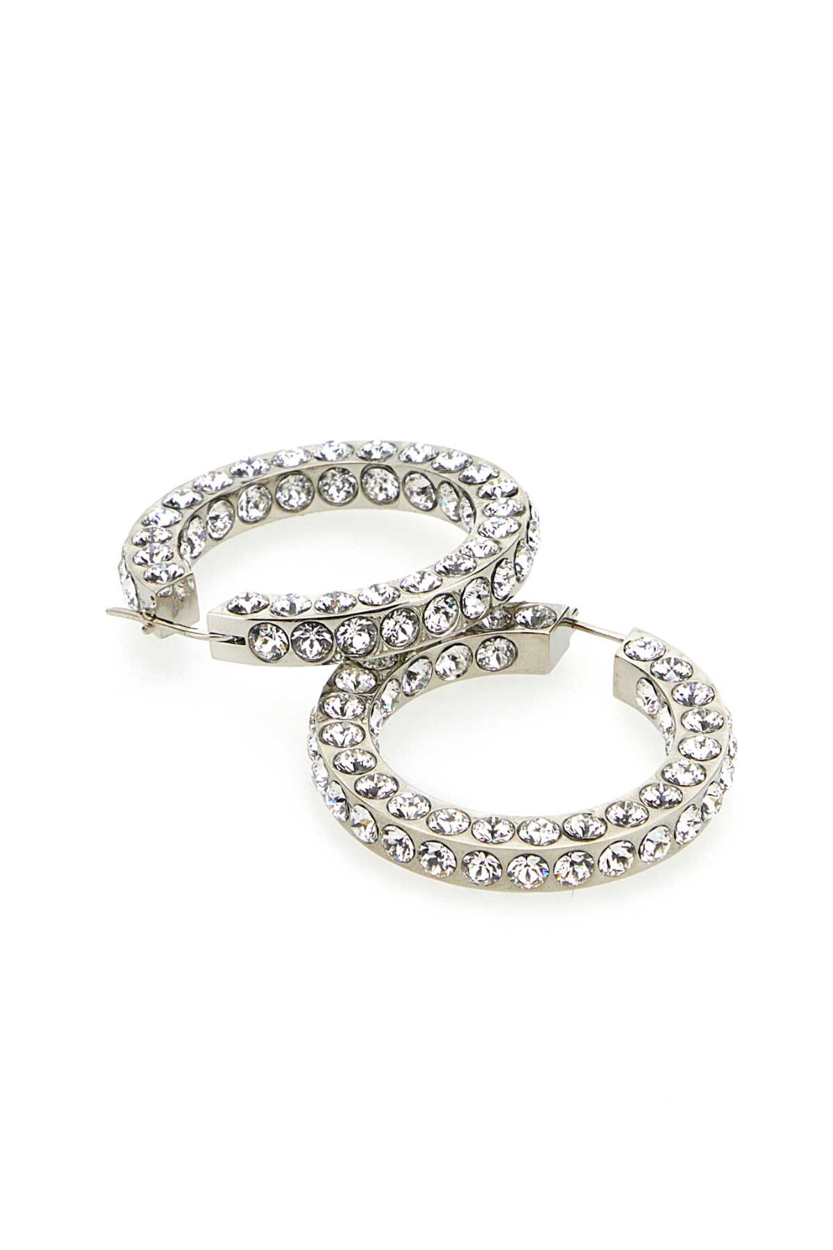 Embellished metal big Jaheel earrings JAHHOOPBIGWHICRYSILBA (AMINA MUADDI / ピアス・イヤリング ) | AMINA MUADDI (アミナ モアディ)(1)