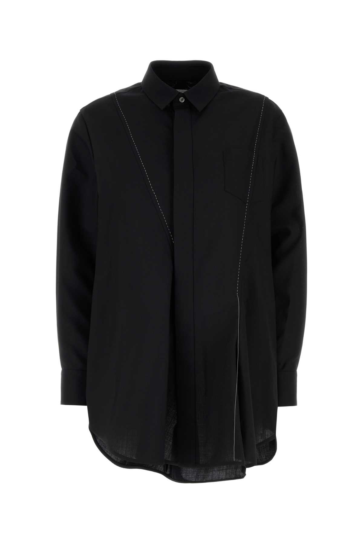Black polyester blend shirt 2507943001 (sacai / シャツ・ブラウス ) | sacai (サカイ)