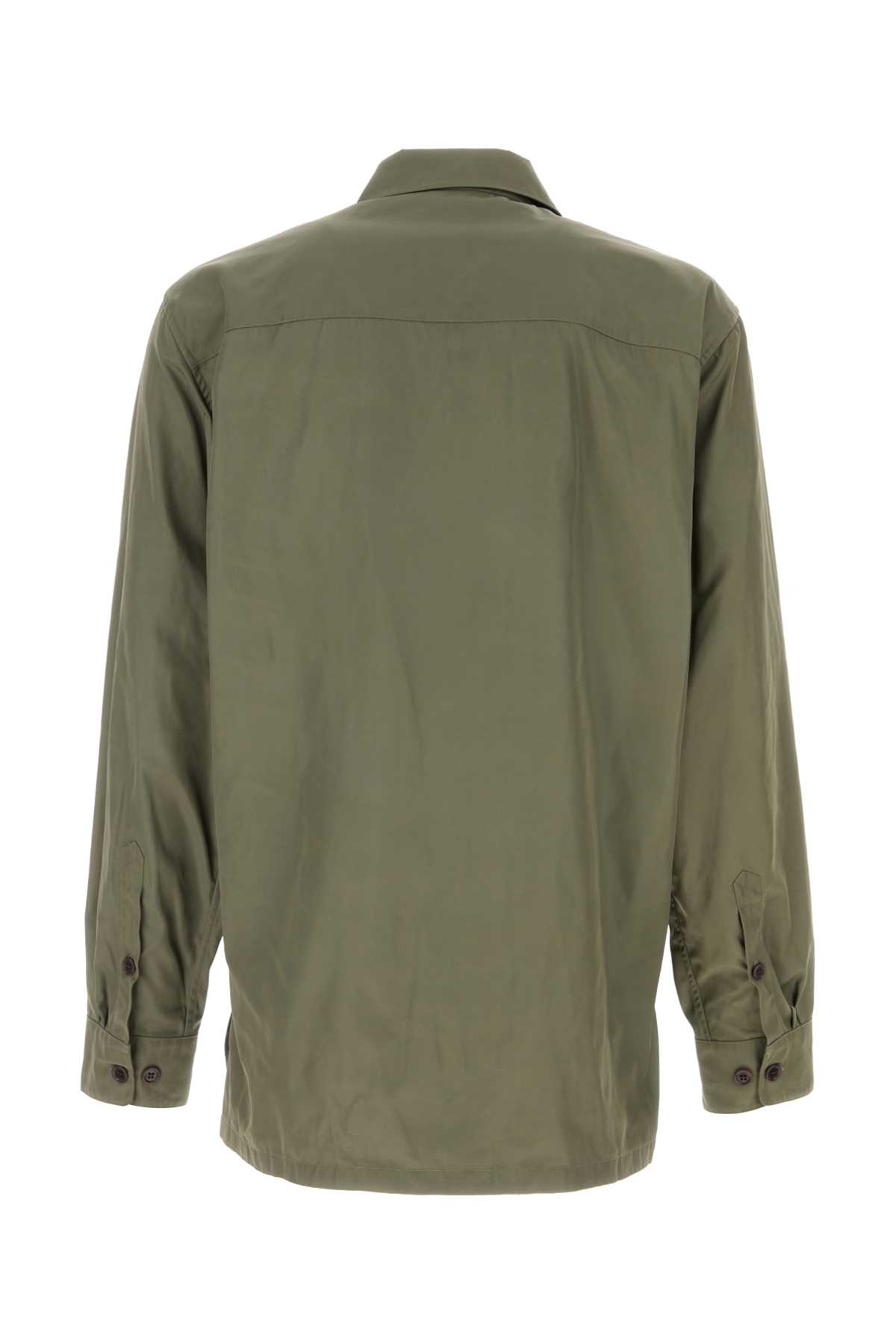 Army green polyester Cornish shirt 2510207331275606 (Dries Van Noten / シャツ・ブラウス ) | Dries Van Noten (ドリスヴァンノッテン)(1)