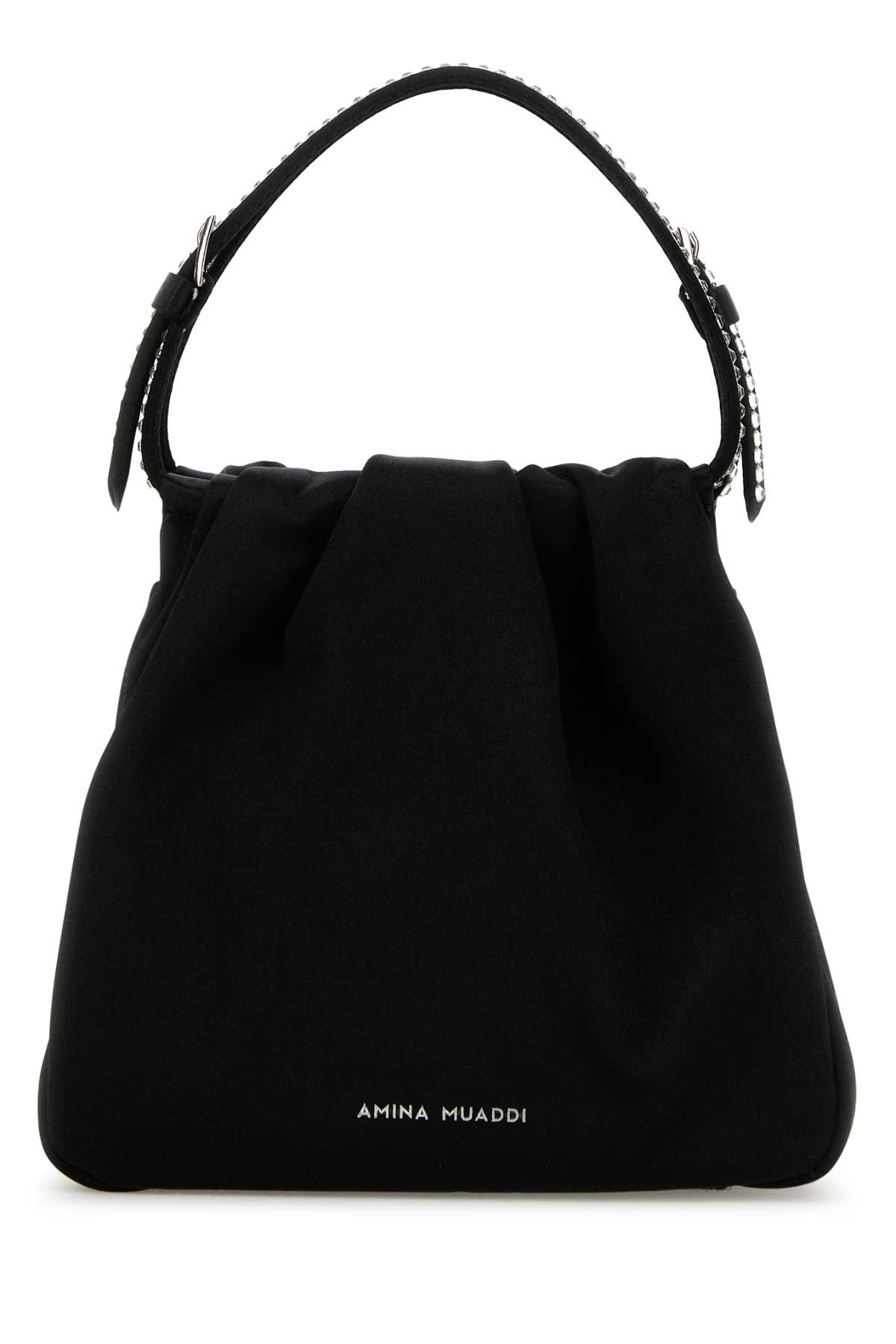 Black satin Vittoria Crystal handbag VITTORIACRYSTALBLKWHTSIL (AMINA MUADDI / ハンドバッグ・ショルダーバッグ ) | AMINA MUADDI (アミナ モアディ)