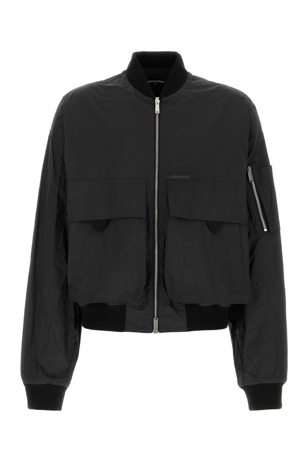 Black polyester blend bomber jacket S74AM1568S78520900 (Dsquared2 / カジュアルジャケット ) | Dsquared2 (ディースクエアード)