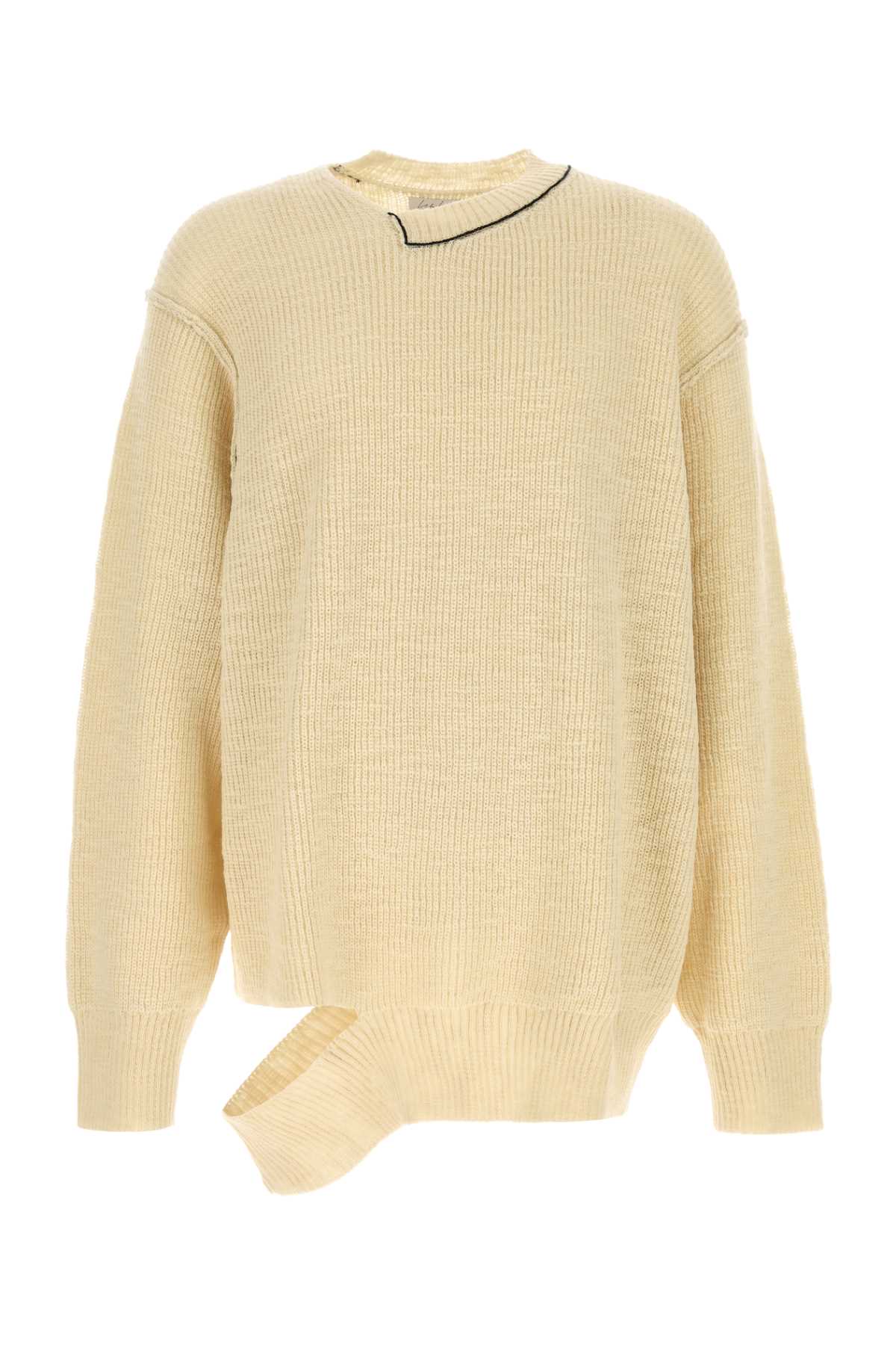 Cream wool oversize sweater HLK171951 (Yohji Yamamoto / ニット・セーター・カーディガン ) | Yohji Yamamoto (ヨウジヤマモト)