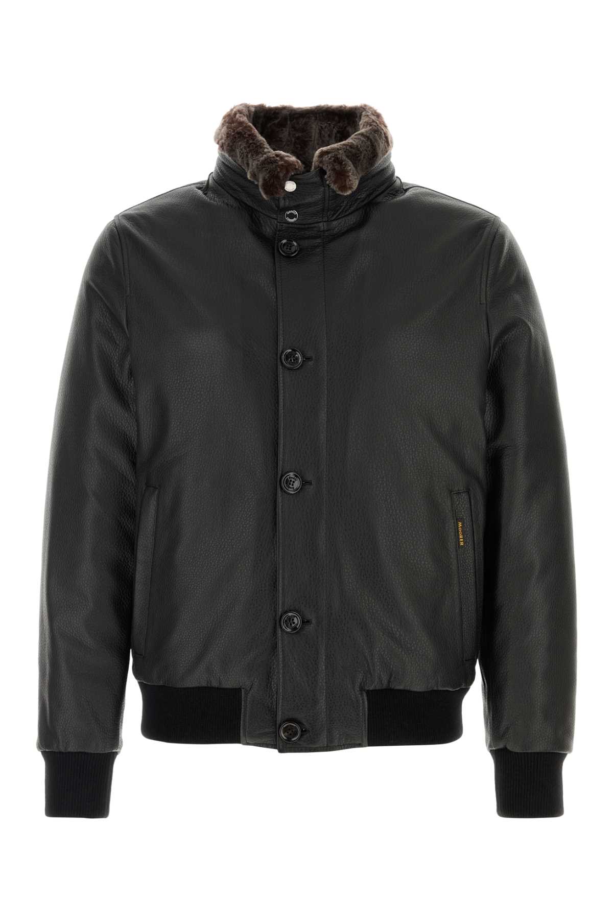 Black leather Cleros bomber jacket CLEROSP1BLACK (MooRER / レザー&ファージャケット・コート ) | MooRER (ムーレー)