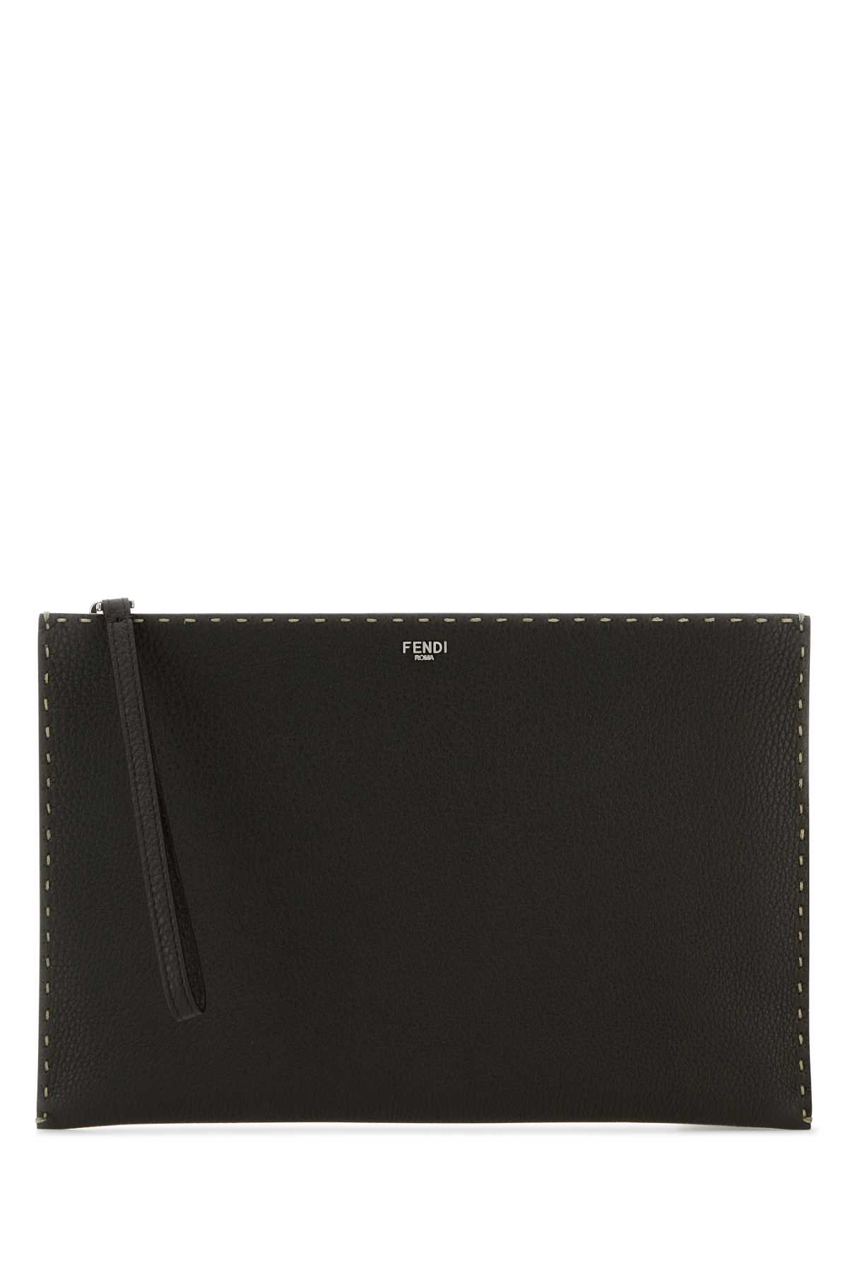 Dark brown leather clutch 7N0134AP3BF1RXY (FENDI / クラッチバッグ・ポーチ ) | FENDI (フェンディ)