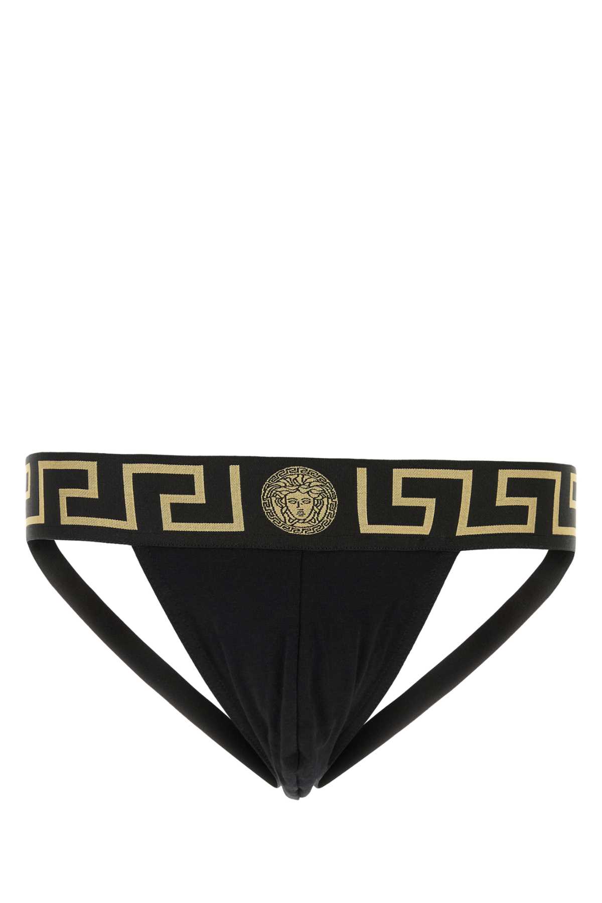 Black stretch cotton brief AUU010171A10011A80G (VERSACE / アンダーウェア ) | VERSACE (ヴェルサーチェ)