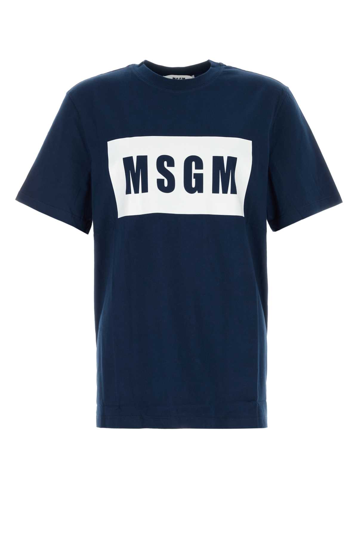 Navy blue cotton t-shirt 3640MM52024700289 (MSGM / Tシャツ・カットソー ) | MSGM (エムエスジーエム)