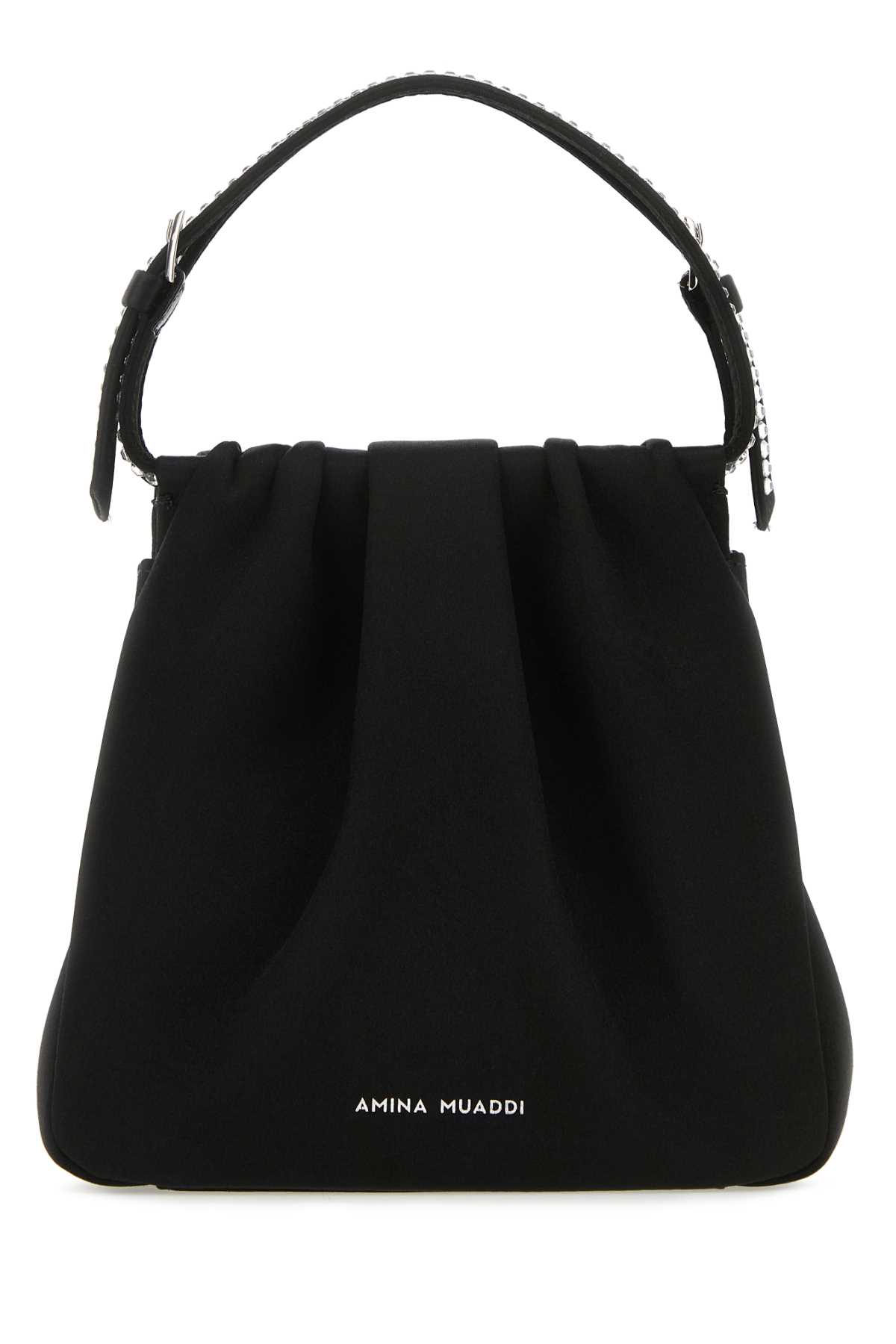 Black satin Vittoria Crystal handbag VITTORIASATBLAWHICRYSIL (AMINA MUADDI / ハンドバッグ・ショルダーバッグ ) | AMINA MUADDI (アミナ モアディ)