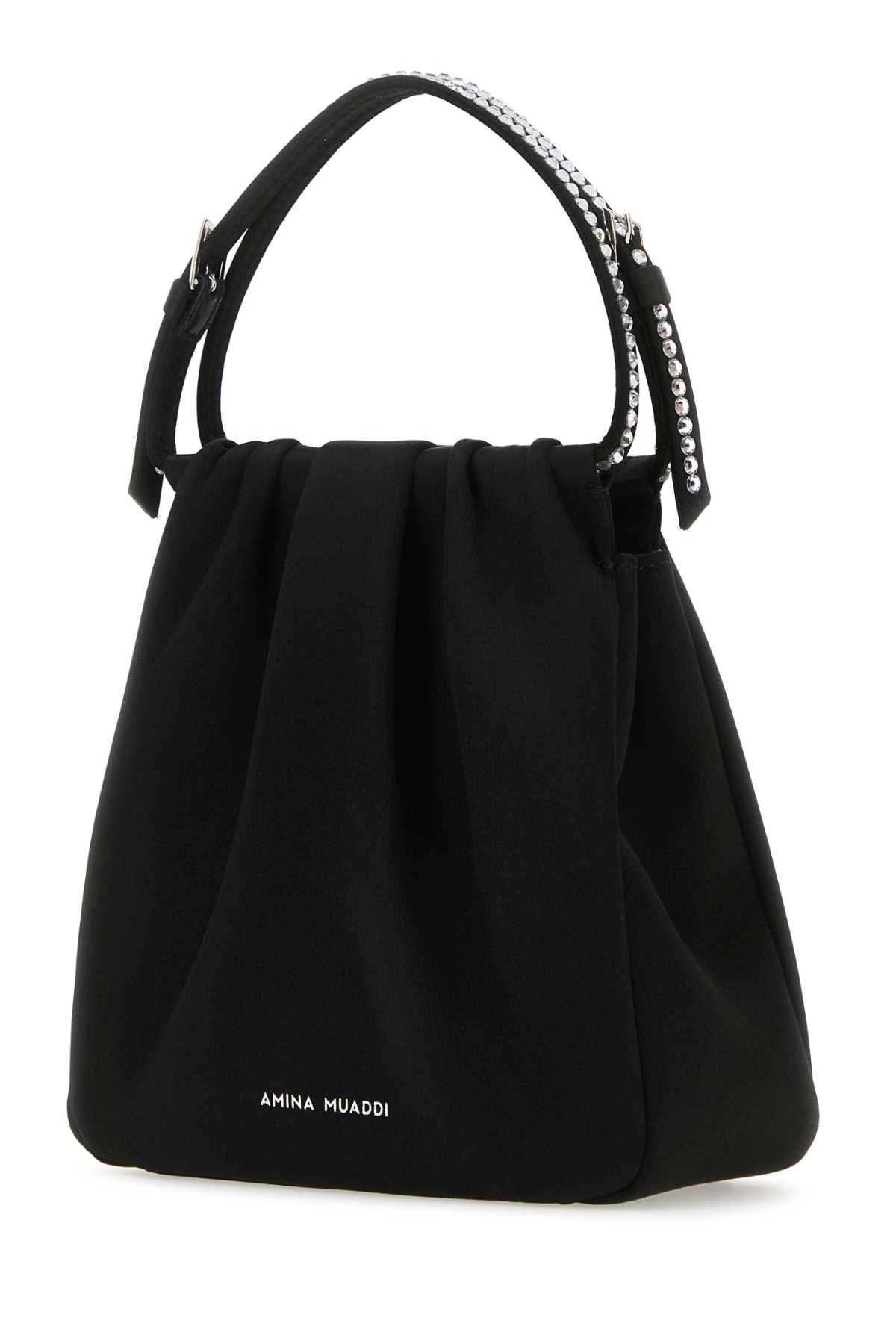 Black satin Vittoria Crystal handbag VITTORIASATBLAWHICRYSIL (AMINA MUADDI / ハンドバッグ・ショルダーバッグ ) | AMINA MUADDI (アミナ モアディ)(1)