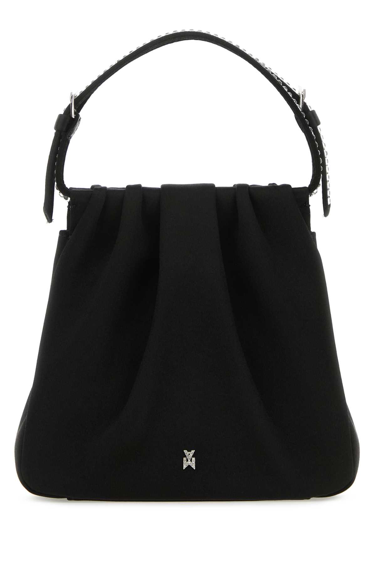 Black satin Vittoria Crystal handbag VITTORIASATBLAWHICRYSIL (AMINA MUADDI / ハンドバッグ・ショルダーバッグ ) | AMINA MUADDI (アミナ モアディ)(2)