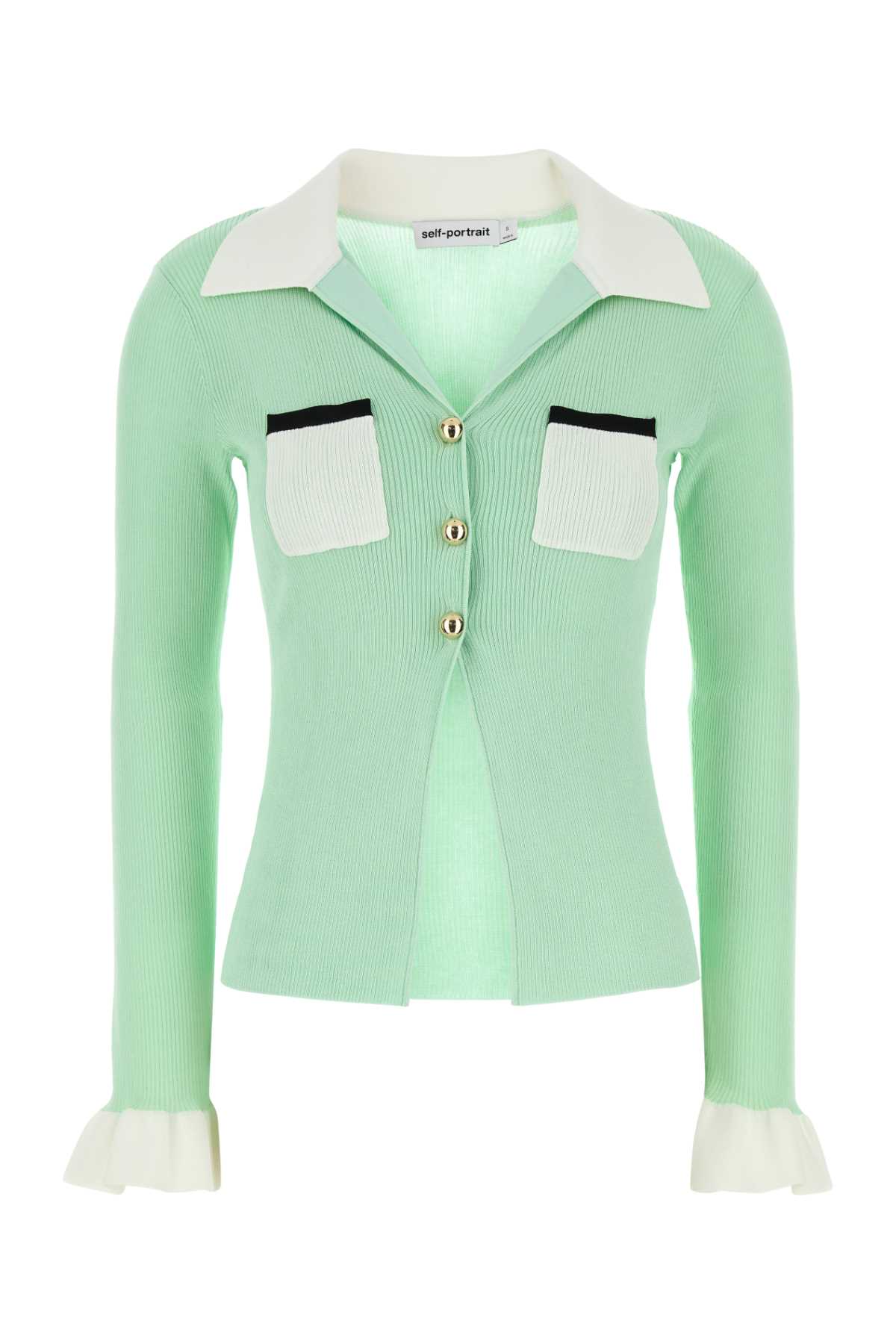 Green viscose blend cardigan PF25046TAGGREEN (self-portrait / シャツ・ブラウス ) | self-portrait (セルフ・ポートレイト)