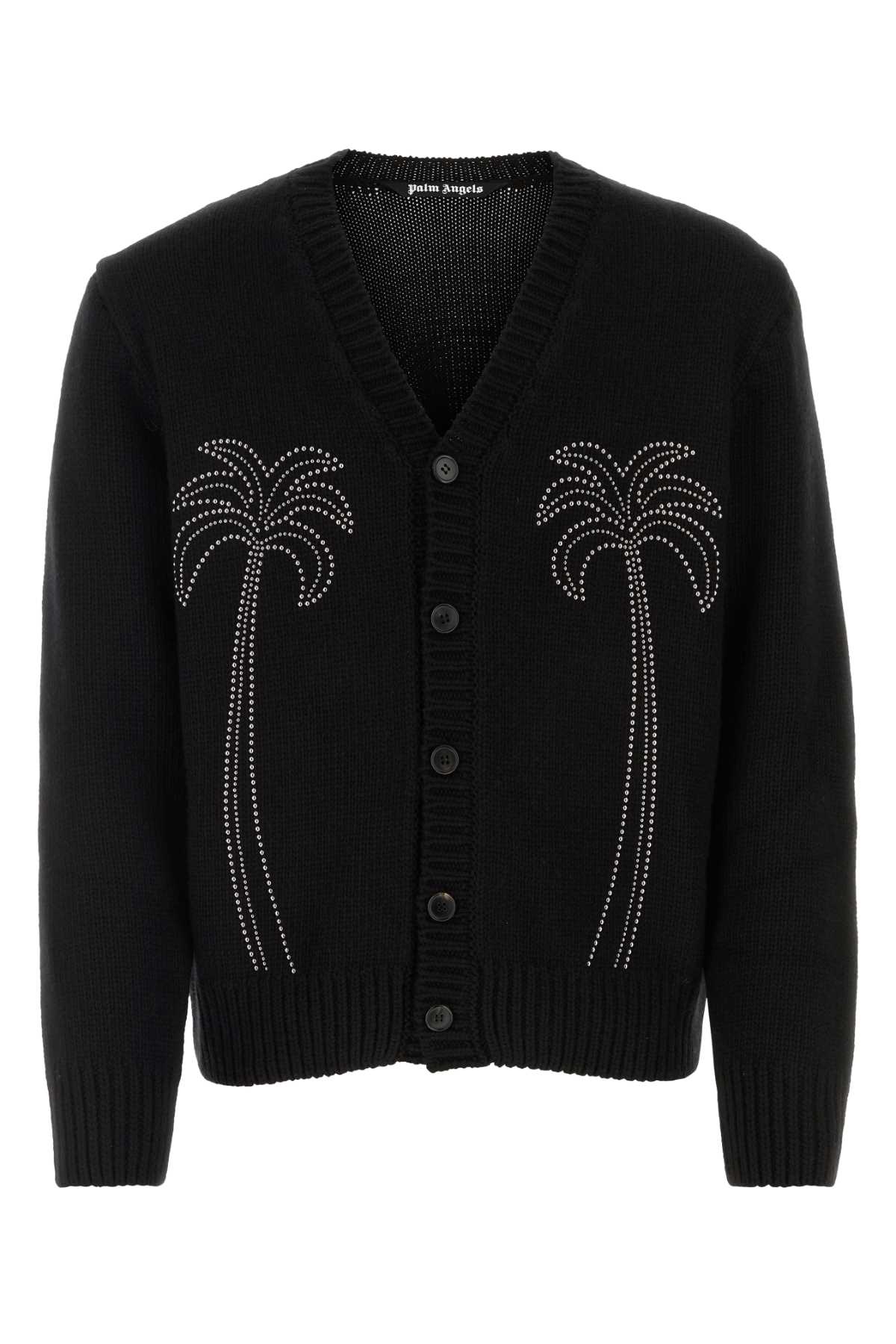 Black nylon blend cardigan PMHB023R24KNI0011072 (Palm Angels / ニット・セーター・カーディガン ) | Palm Angels (パームエンジェルス)
