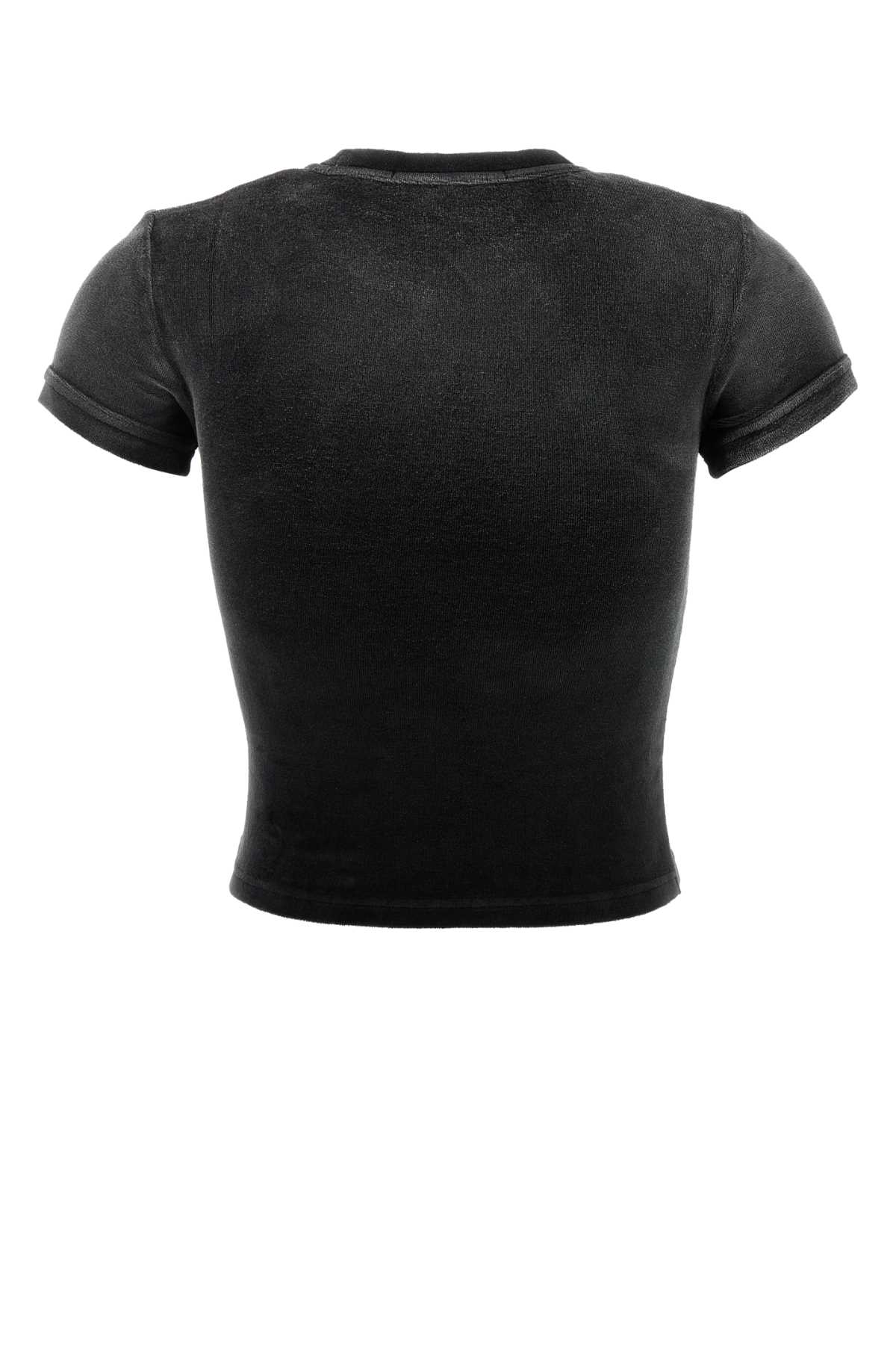 Black stretch terry fabric t-shirt 4CC1251563024B (alexanderwang.t / Tシャツ・カットソー ) | alexanderwang.t (アレキサンダーワン ティー)(1)