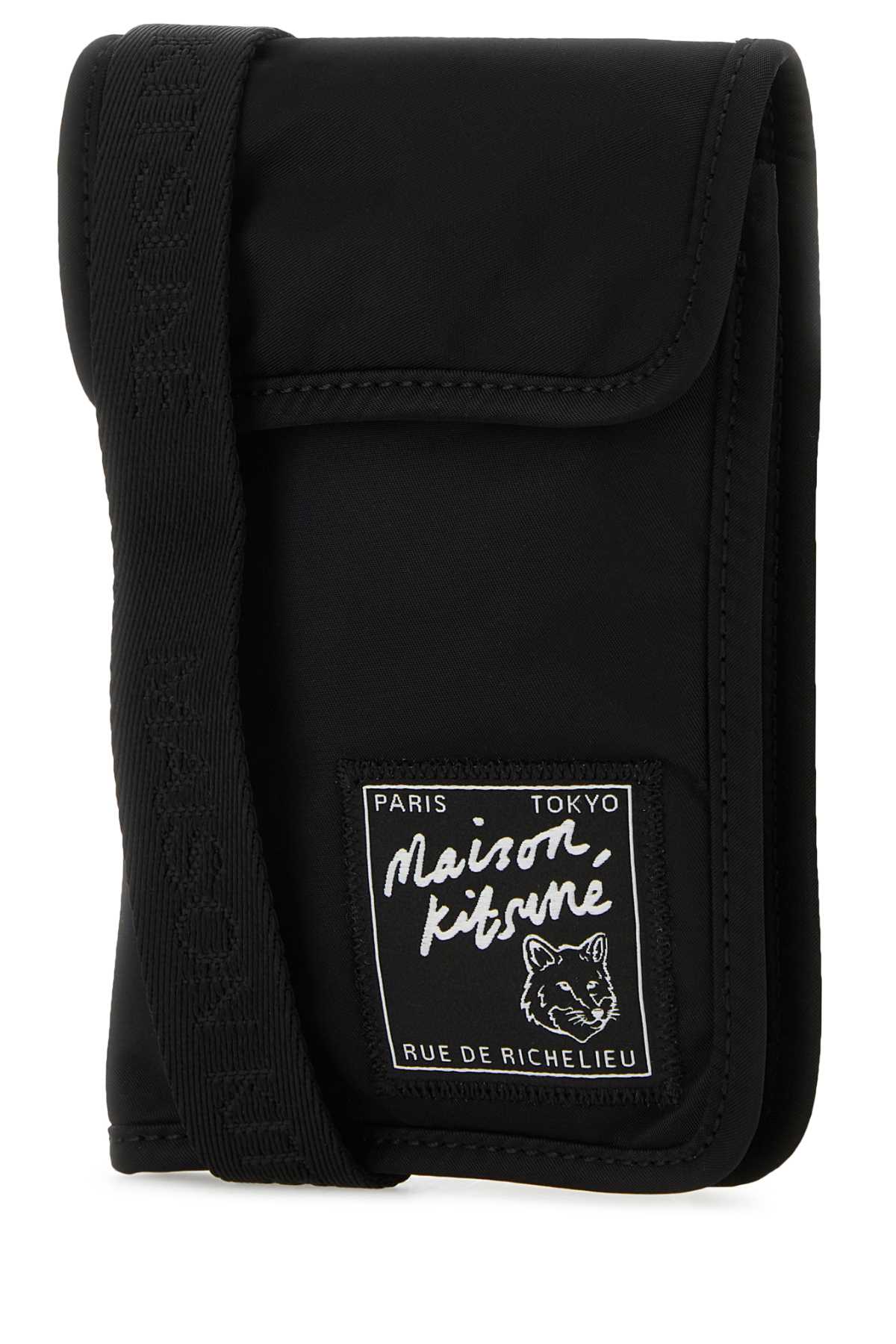 Black nylon phone case MM05362WQ1001P199 (Maison Kitsuné / テックアイテム ) | Maison Kitsuné (メゾン キツネ)(1)