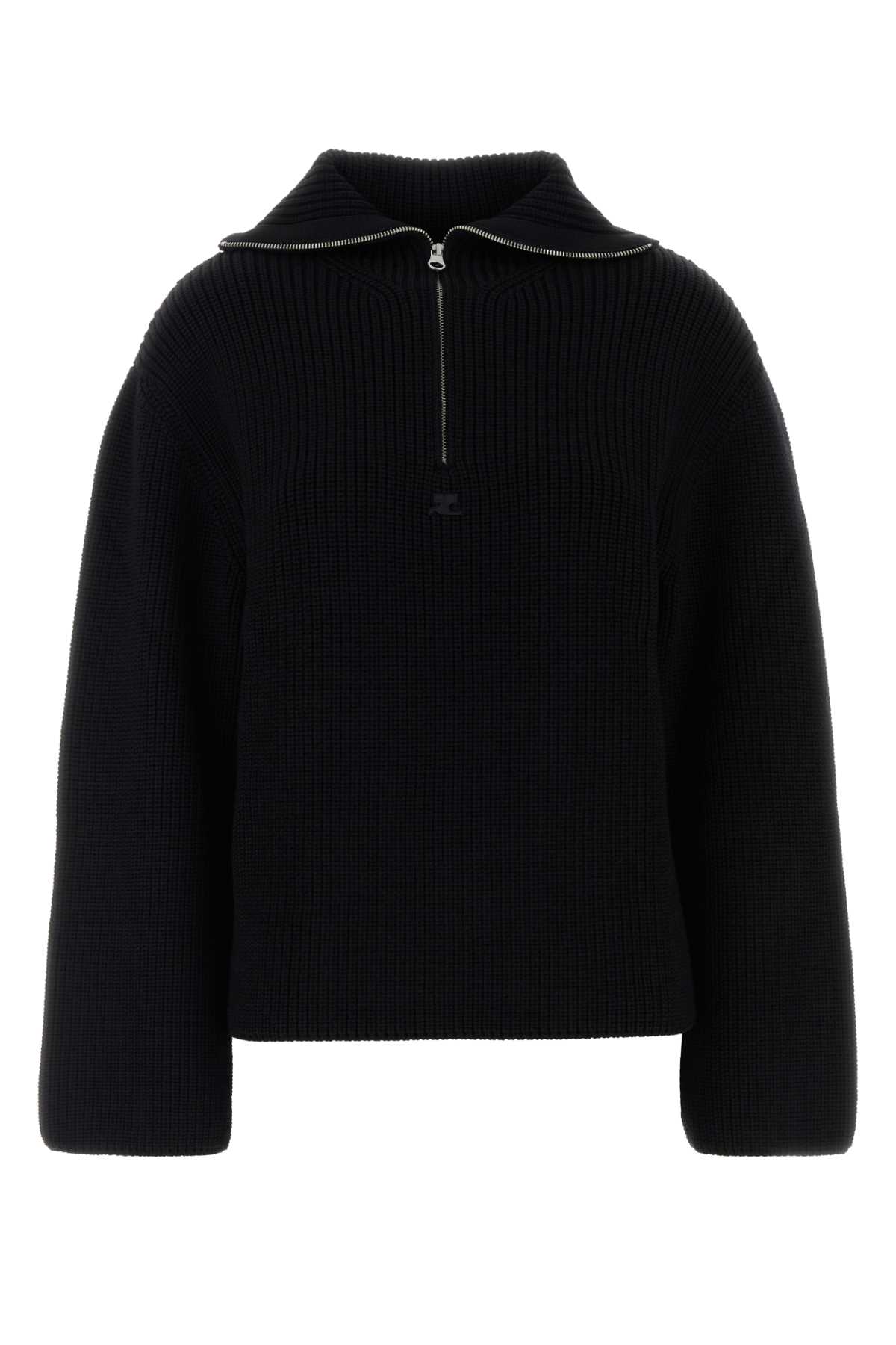 Black wool oversize sweater 325MPU243FI00369999 (Courrèges / ニット・セーター・カーディガン ) | Courrèges (クレージュ)