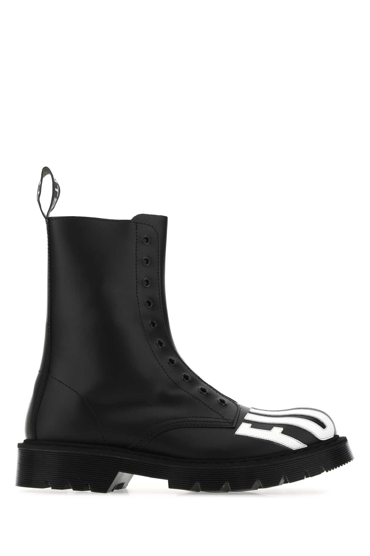 Black leather ankle boots VL12BO200BBLACK (VTMNTS / ブーツ ) | VTMNTS (ブイティーエムエヌティーエス)