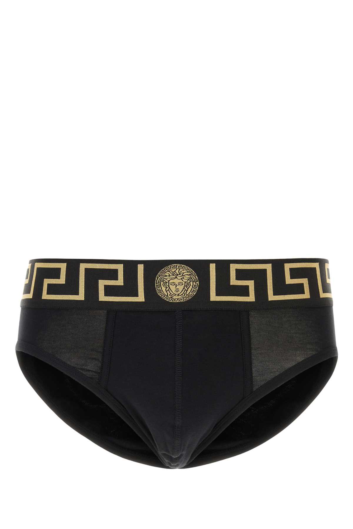 Black stretch cotton brief AU100271A10011A80G (VERSACE / アンダーウェア ) | VERSACE (ヴェルサーチェ)
