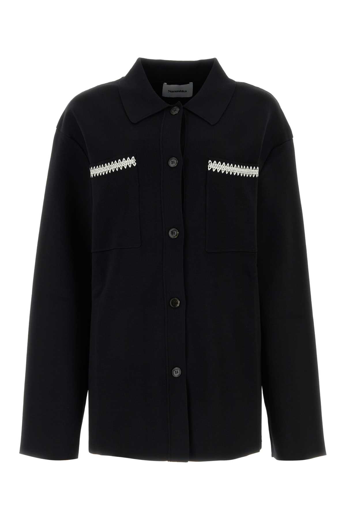 Black stretch viscose blend shirt NW23FWSH00799BLACKCREME (Nanushka / シャツ・ブラウス ) | Nanushka (ナヌーシュカ)