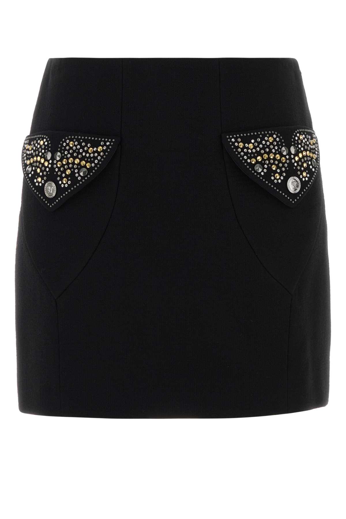 Black wool mini skirt 10217771A127891B000 (VERSACE / スカート ) | VERSACE (ヴェルサーチェ)