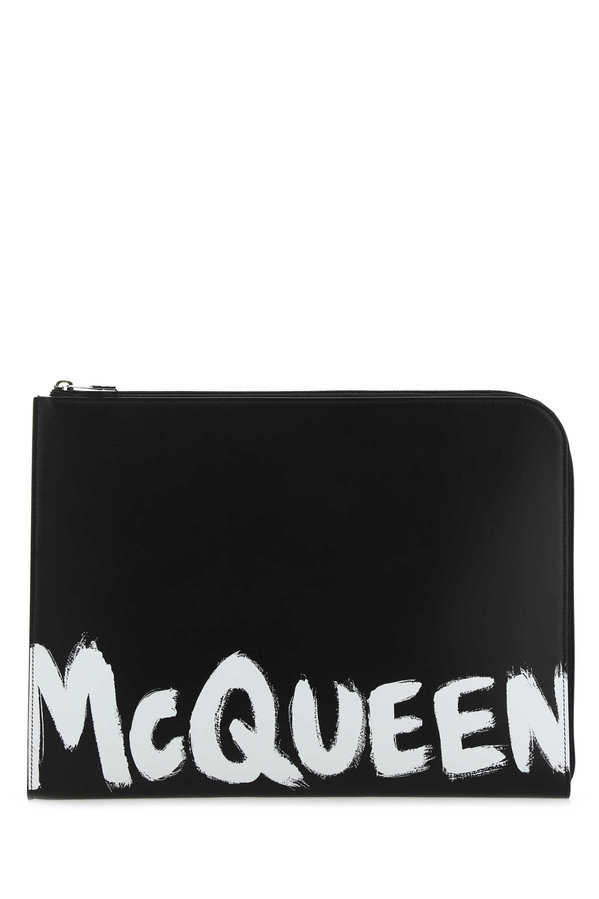 Black leather document holder 6094811NT5B1070 (Alexander McQUEEN / クラッチバッグ・ポーチ ) | Alexander McQUEEN (アレキサンダー・マックイーン)
