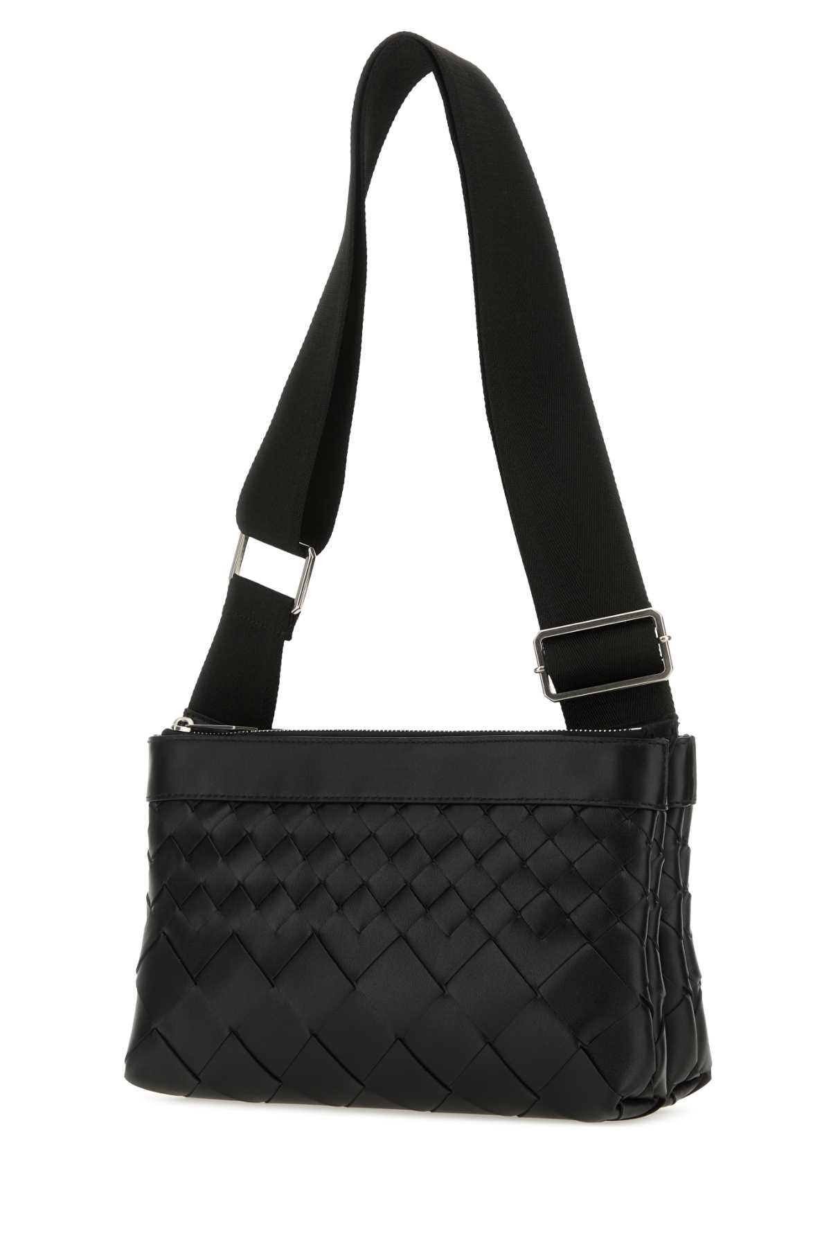 Black leather Duo Intrecciato crossbody bag 778084V3R548803 (Bottega Veneta / ハンドバッグ・ショルダーバッグ ) | Bottega Veneta (ボッテガ・ヴェネタ)(1)