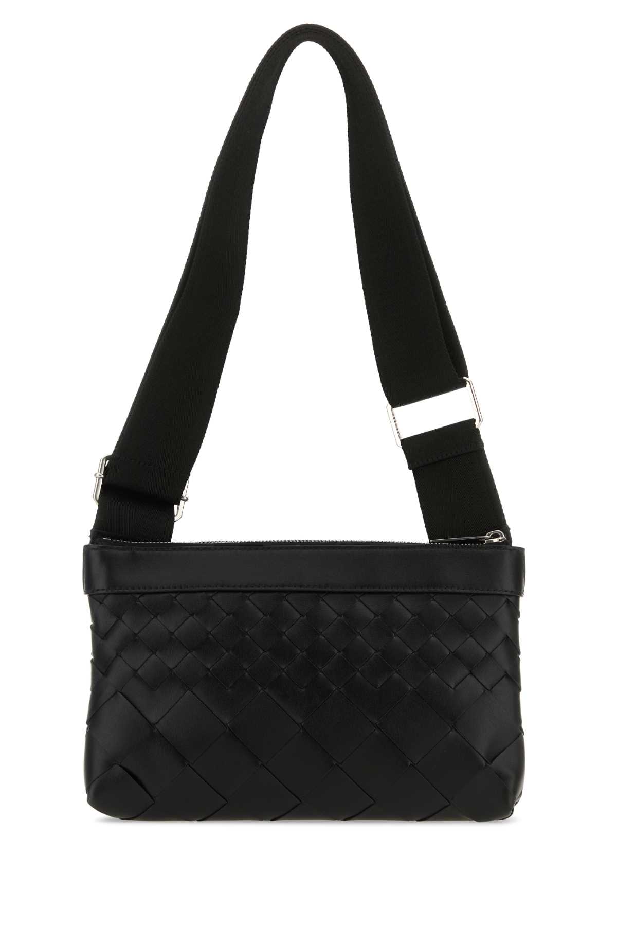 Black leather Duo Intrecciato crossbody bag 778084V3R548803 (Bottega Veneta / ハンドバッグ・ショルダーバッグ ) | Bottega Veneta (ボッテガ・ヴェネタ)(2)