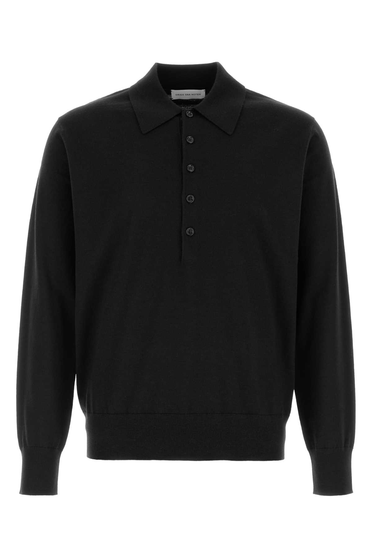 Black wool Muano polo shirt 2520212012700900 (Dries Van Noten / ニット・セーター・カーディガン ) | Dries Van Noten (ドリスヴァンノッテン)