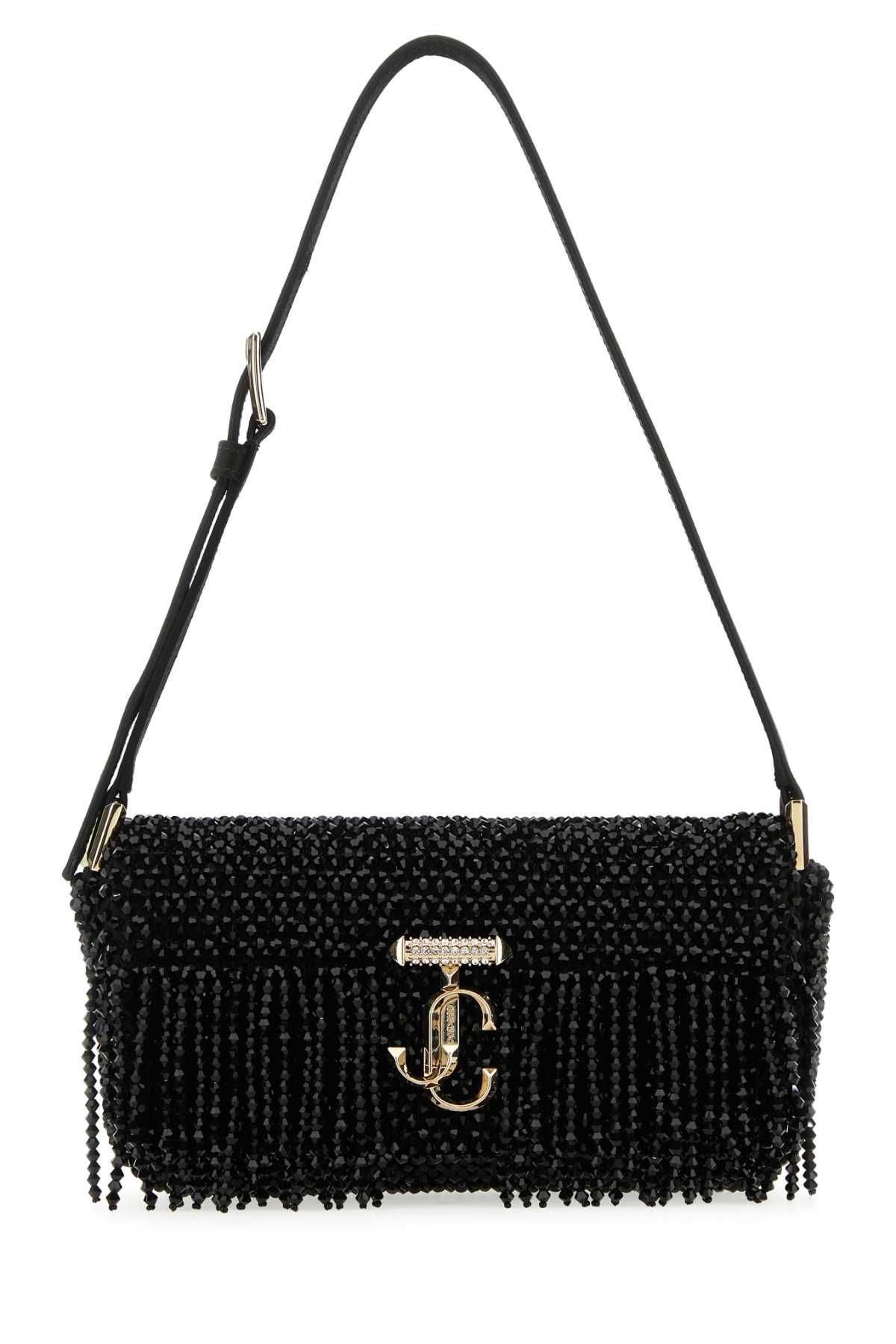 Black satin mini Avenue shoulder bag AVENUEMINISHOULDATUBLKLIGO (JIMMY CHOO / ハンドバッグ・ショルダーバッグ ) | JIMMY CHOO (ジミー チュウ)