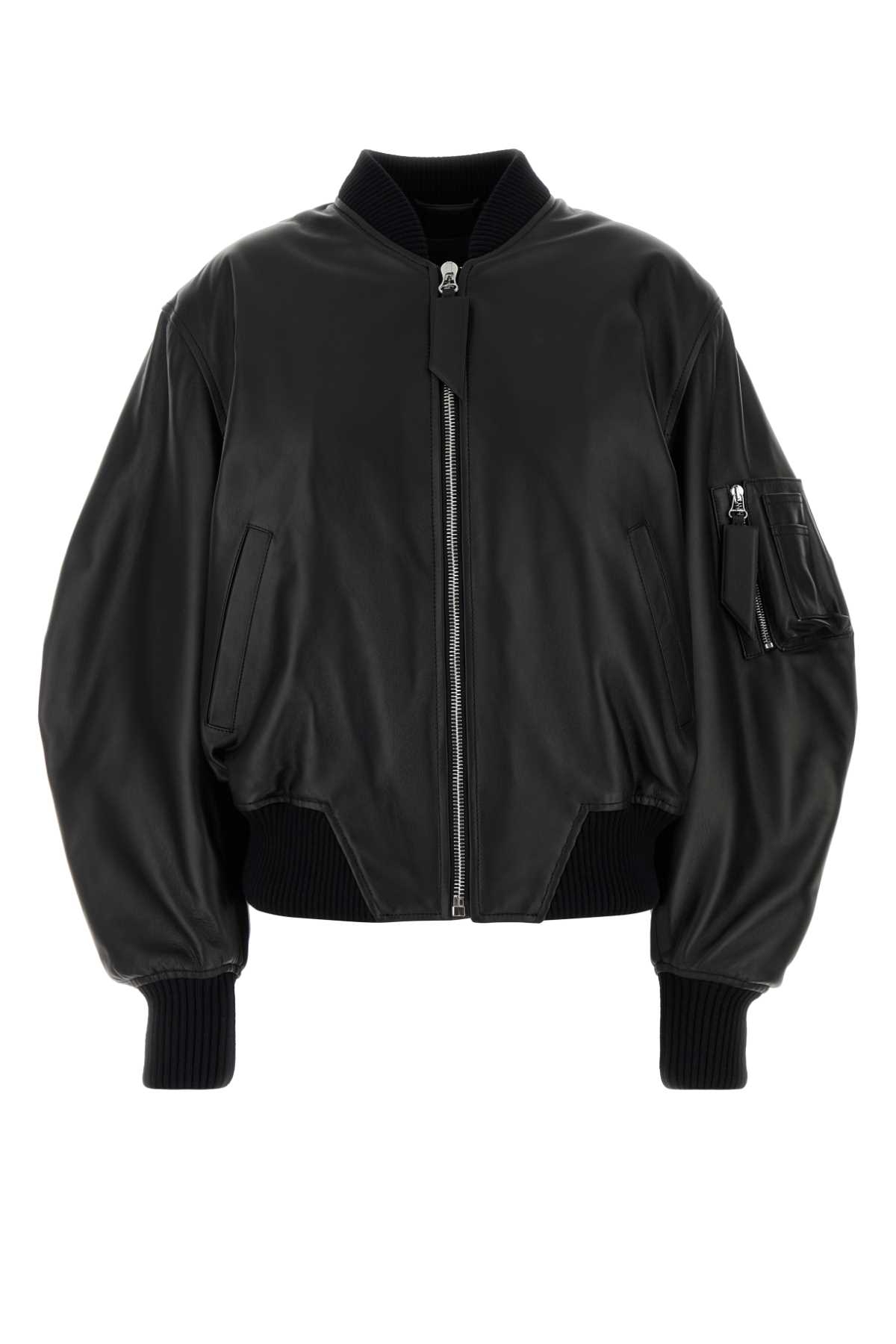 Black leather bomber jacket 251WCB00004LBT128AA100 (THE ATTICO / レザー&ファージャケット・コート ) | THE ATTICO (ジ・アティコ)