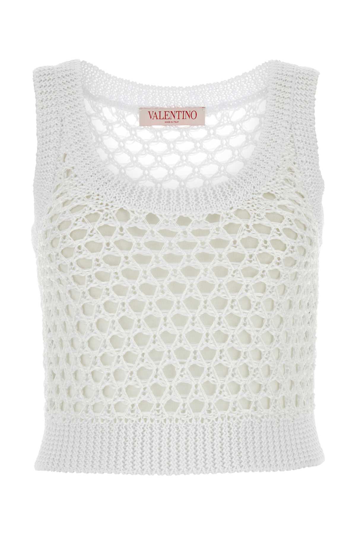 White mesh Valentino Garavani Escape crop-top 5B3KM05L8TE0BO (Valentino Garavani / タンクトップ・キャミソール ) | Valentino Garavani (ヴァレンティノ)