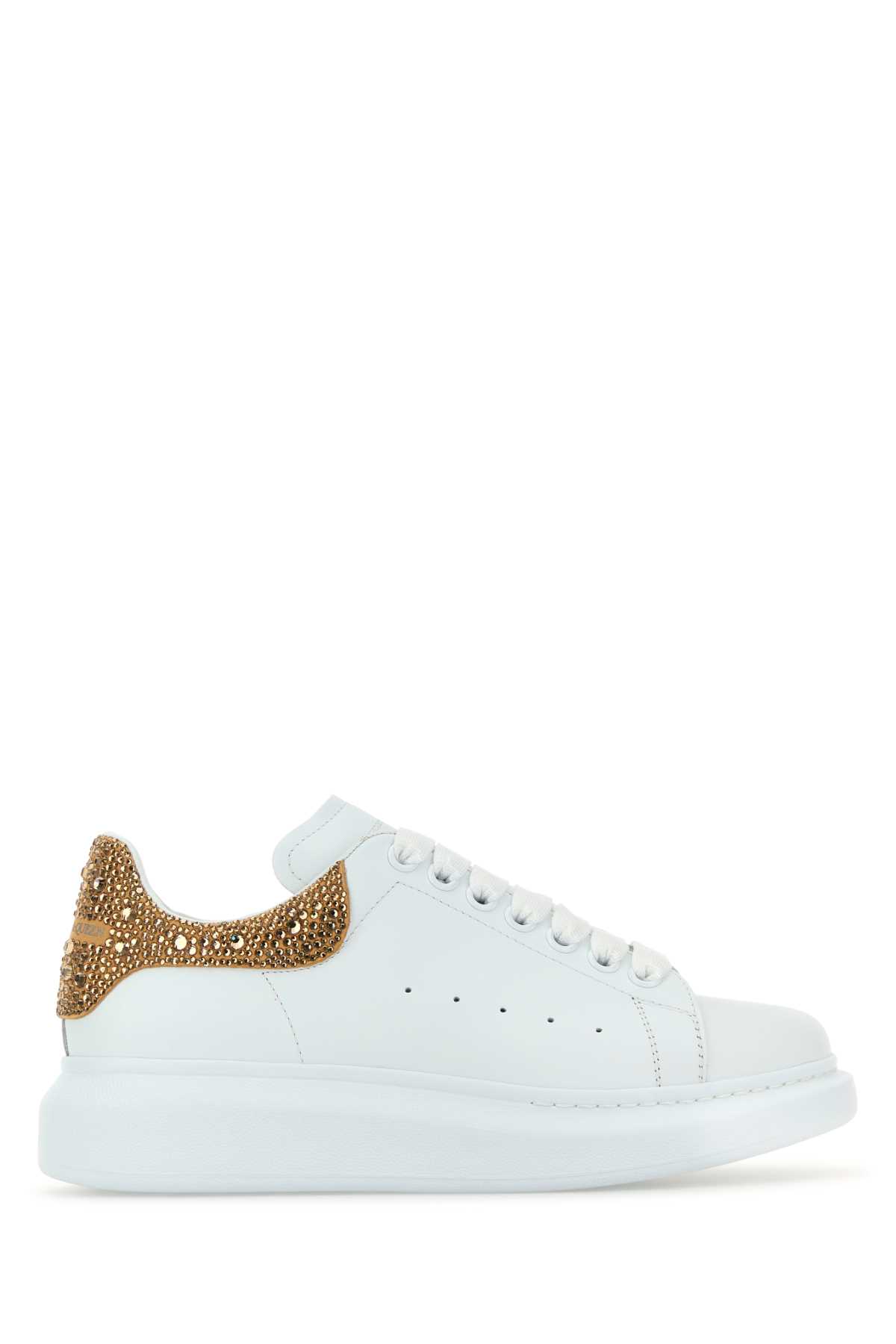 White leather sneakers with embellished suede heel 666407WIAE79170 (Alexander McQUEEN / スニーカー ) | Alexander McQUEEN (アレキサンダー・マックイーン)