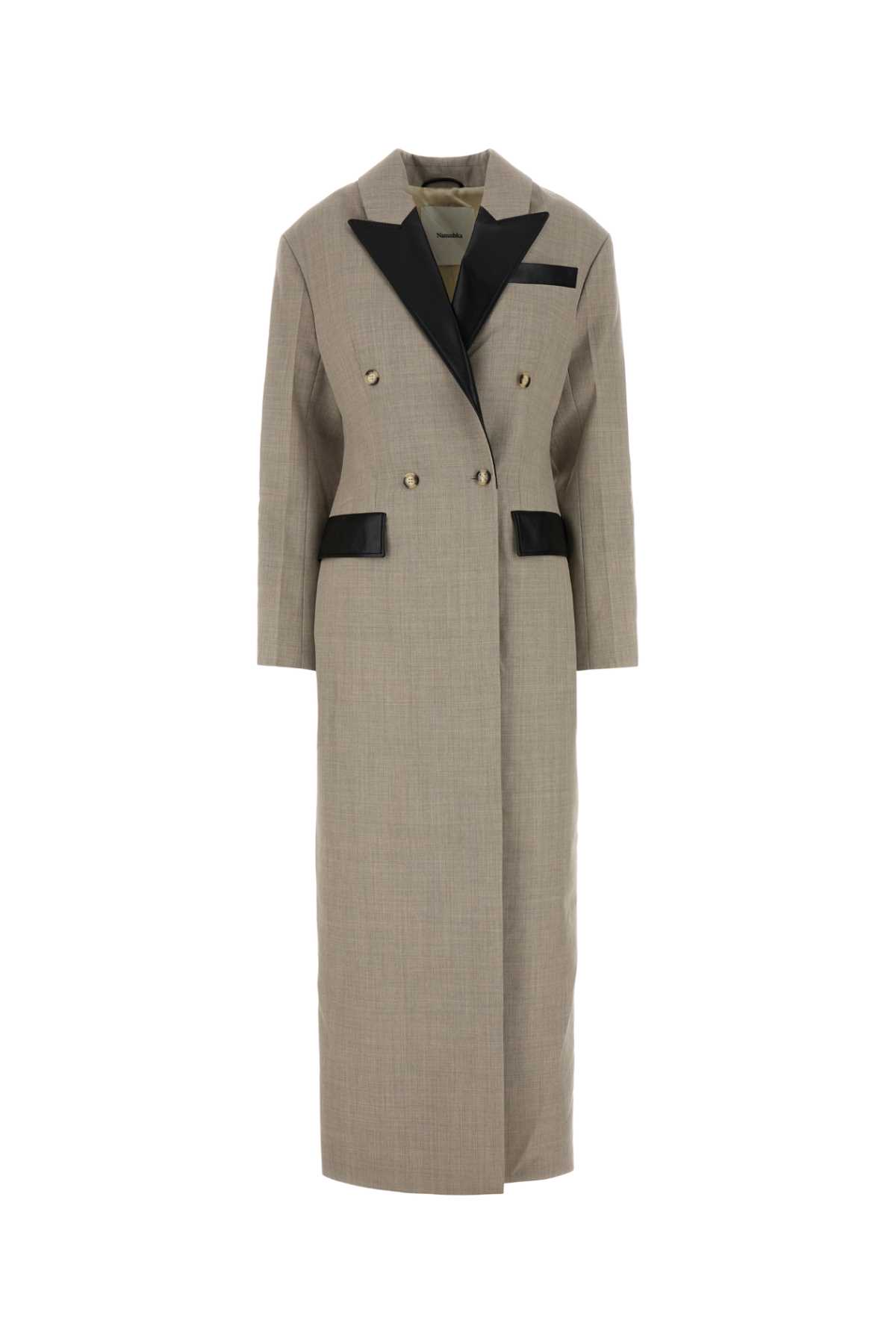 Dove grey twill Ferris coat NW24FWOW36970TAUPEBLACK (Nanushka / コート ) | Nanushka (ナヌーシュカ)