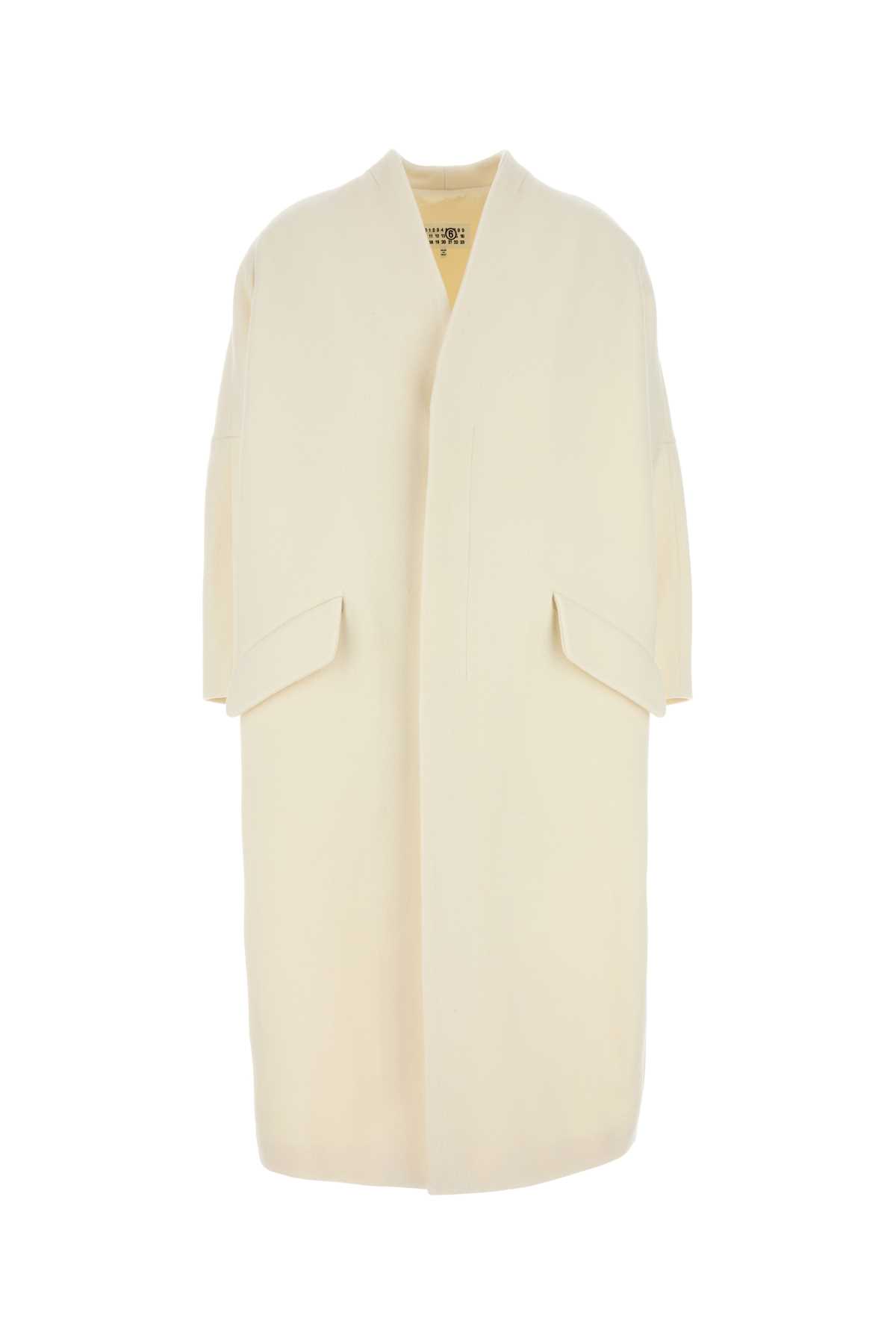 Ivory wool blend coat S52AA0192M35469102 (MM6 Maison Margiela / コート ) | MM6 Maison Margiela (エムエムシックス)
