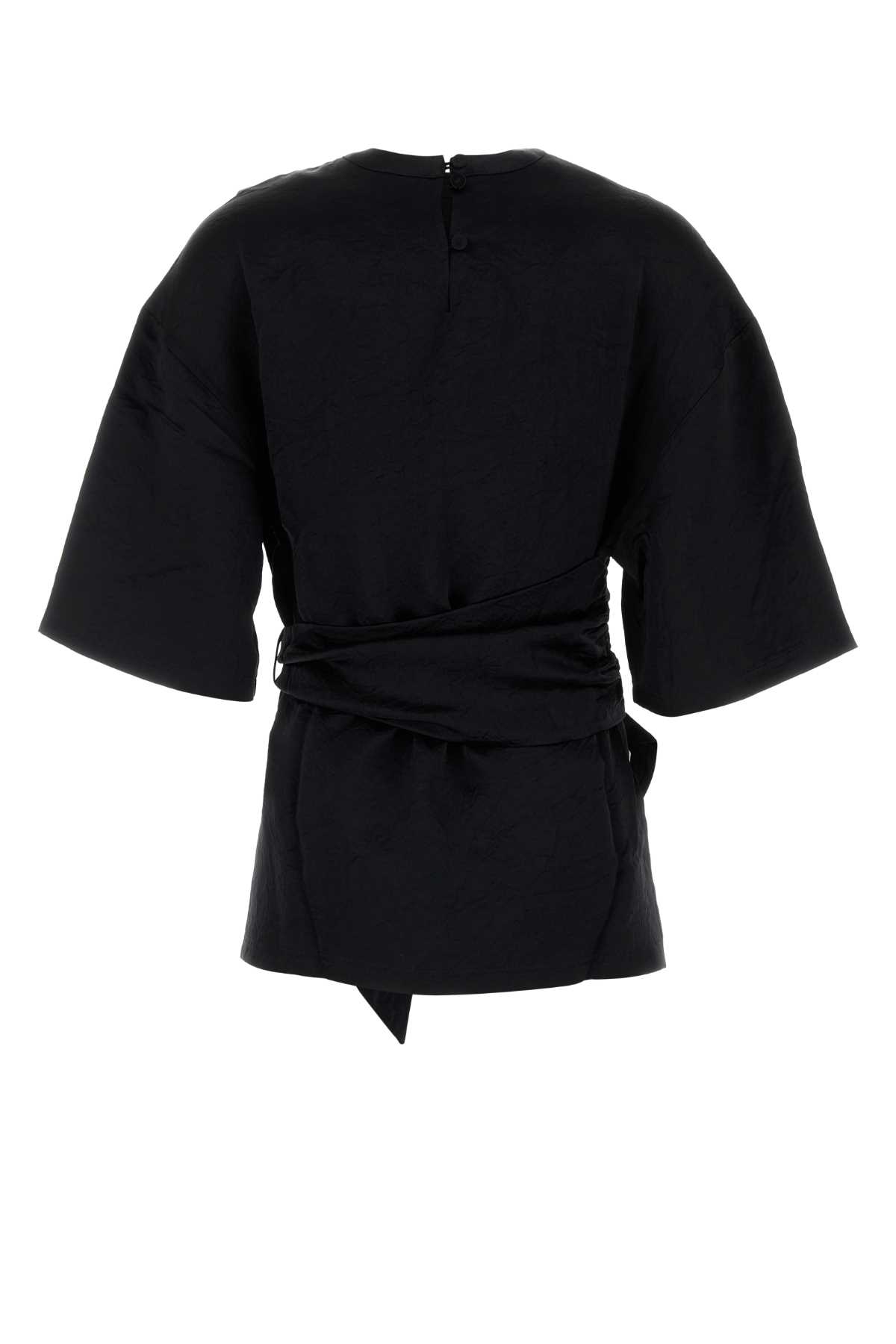 Black satin Besia t-shirt NW24FWTP34500BLACK (Nanushka / シャツ・ブラウス ) | Nanushka (ナヌーシュカ)(1)
